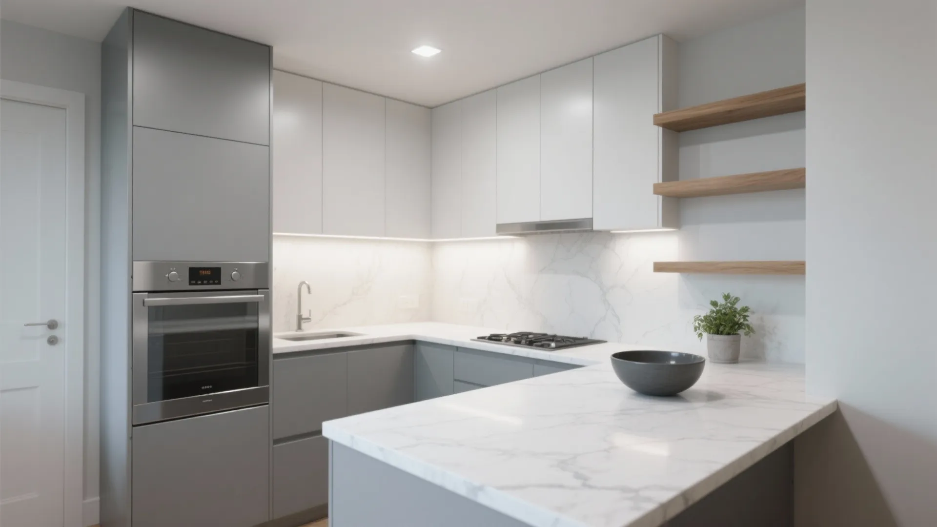 Gray and White Small Kitchen Design Ideas: 1 Minute to Transform Your Compact Cooking Space