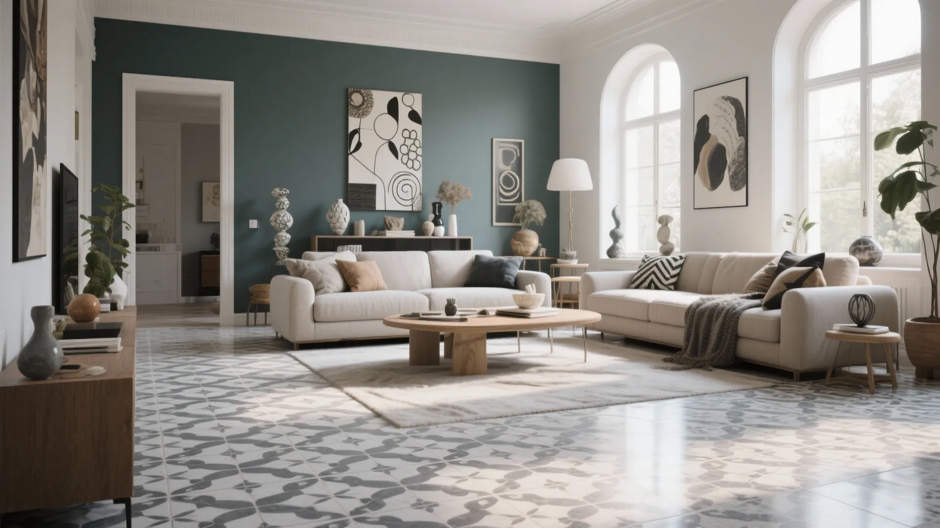 Gray and White Patterned Tiles