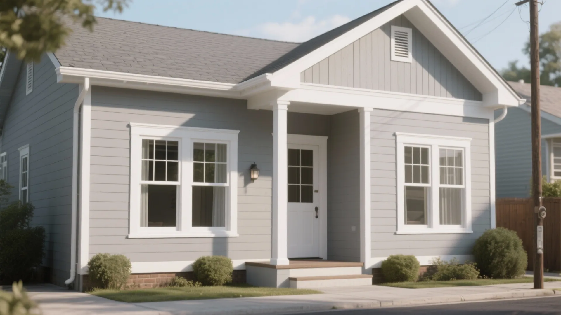 1. Light Gray with Bright White Trim for Crisp Contrast