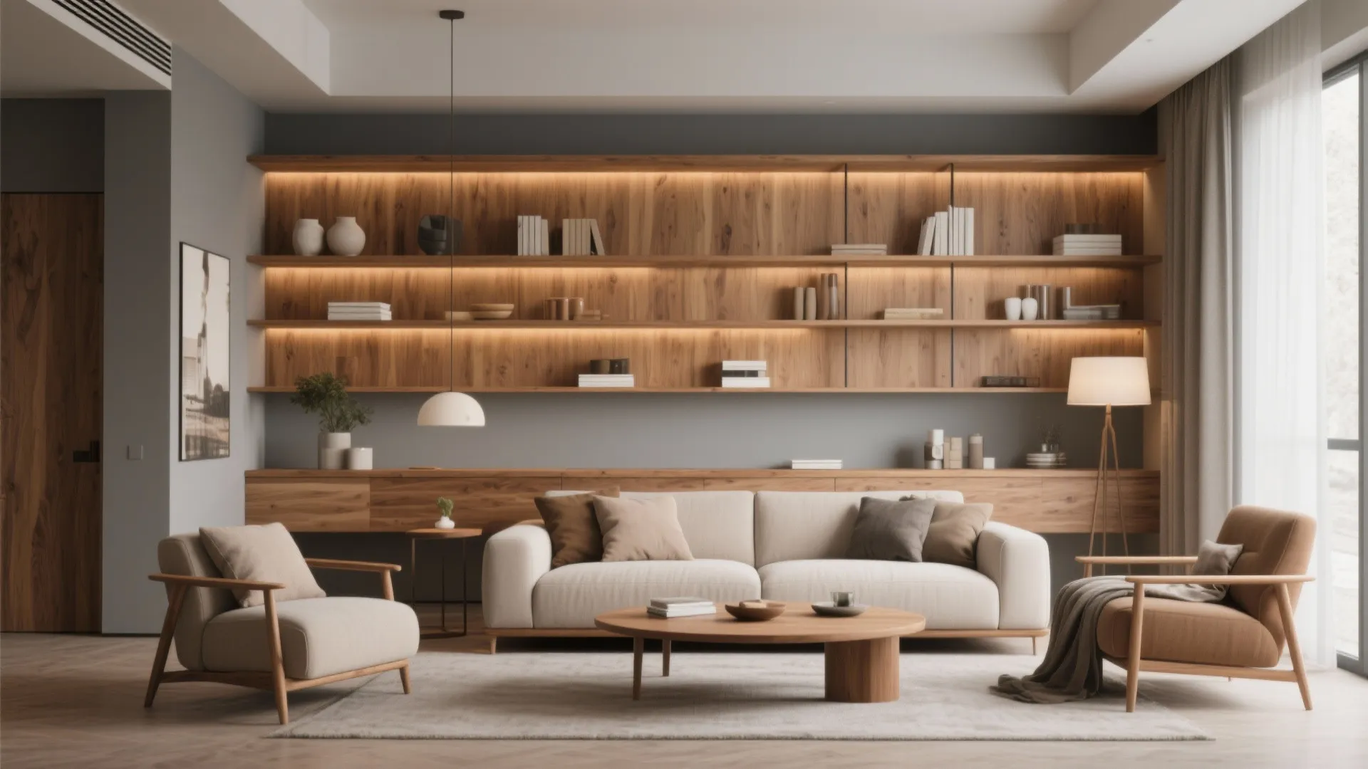 10. Gray with Wood Accents