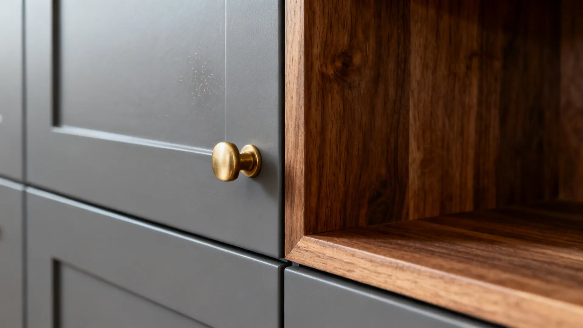 Matte Gray Tall Units with Warm Accents