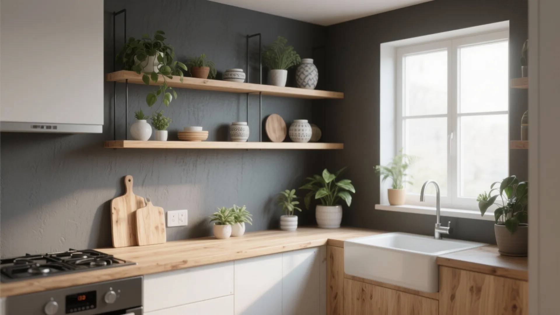 Gray with Natural Wood