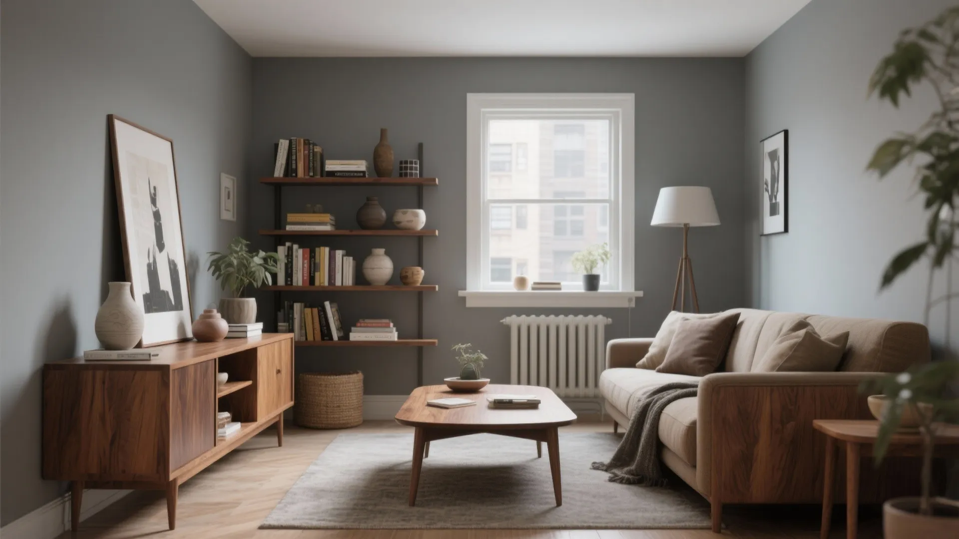 3. Agreeable Gray + Natural Wood Tones