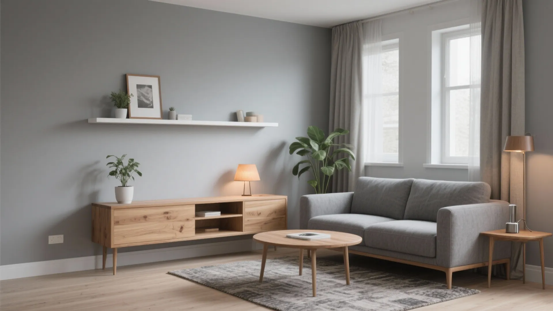 Pair Gray with Natural Wood for Warmth