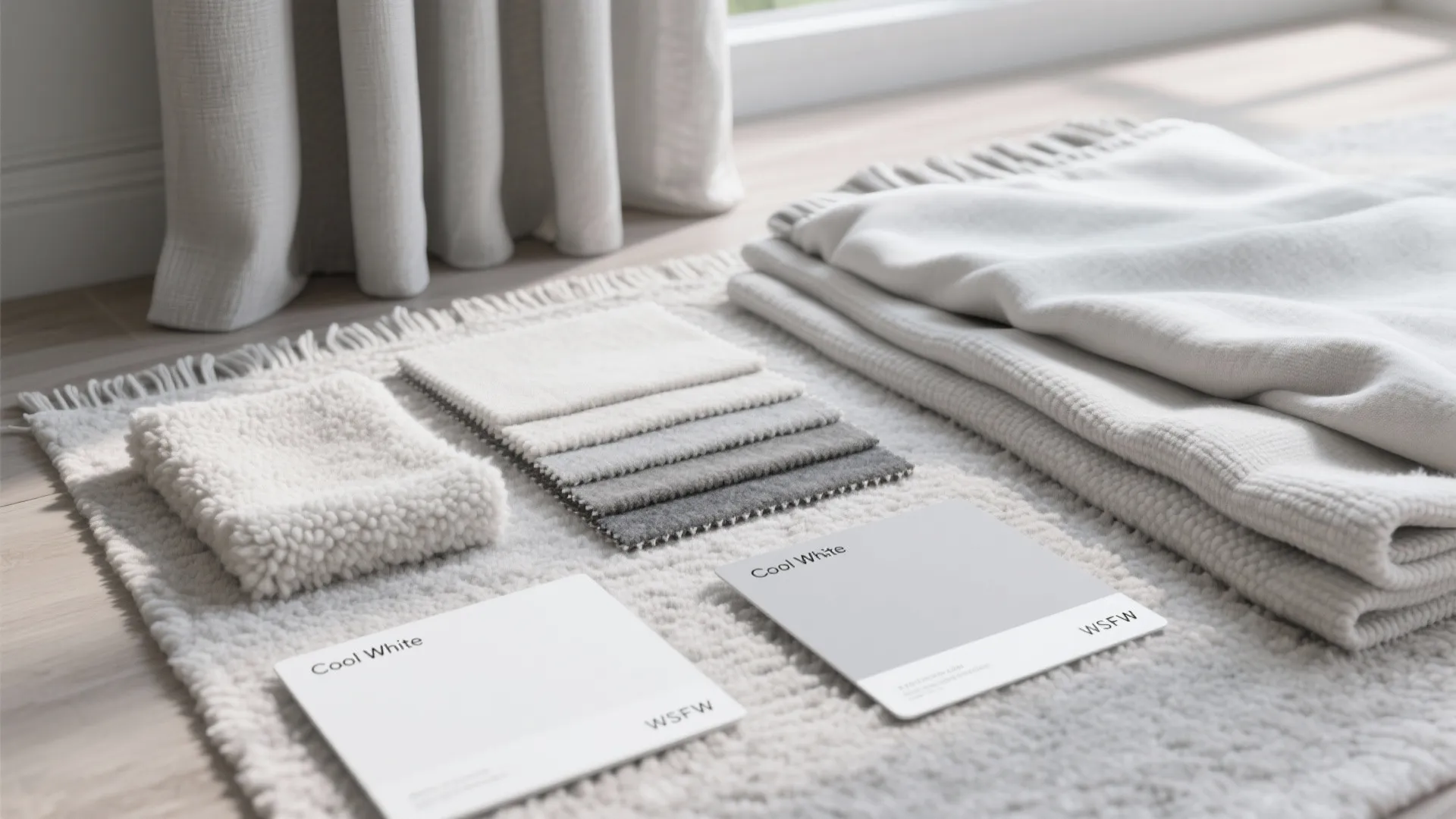 3. Soft Gray-White with Layered Textiles