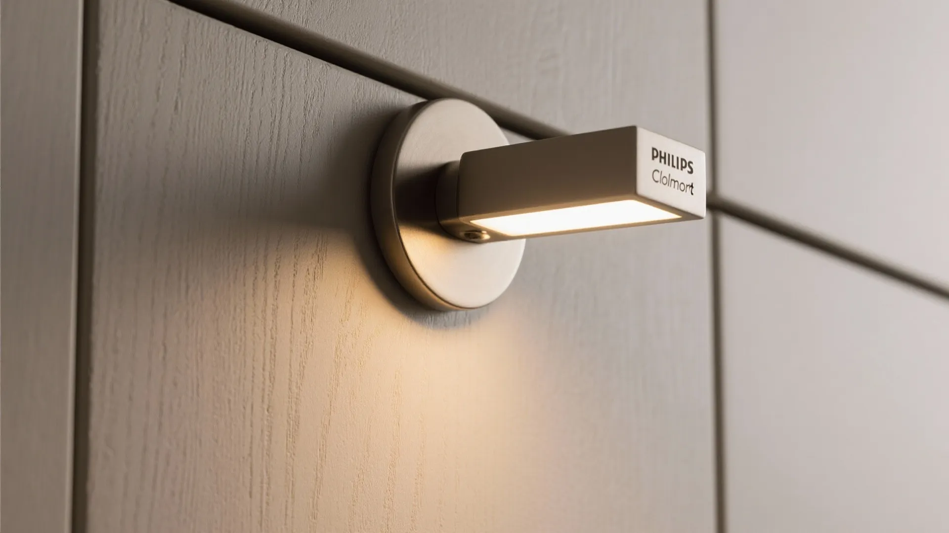 Macro of warm grazing light enhancing the texture of matte cabinet doors.