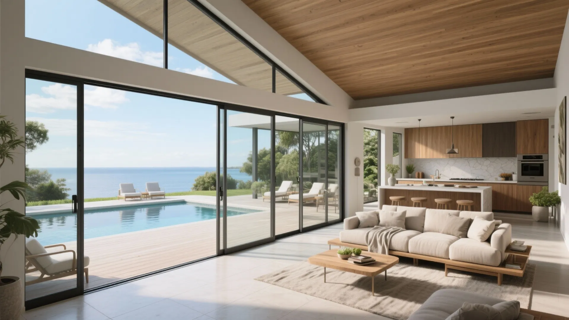 Great room glazing that dissolves inside and out