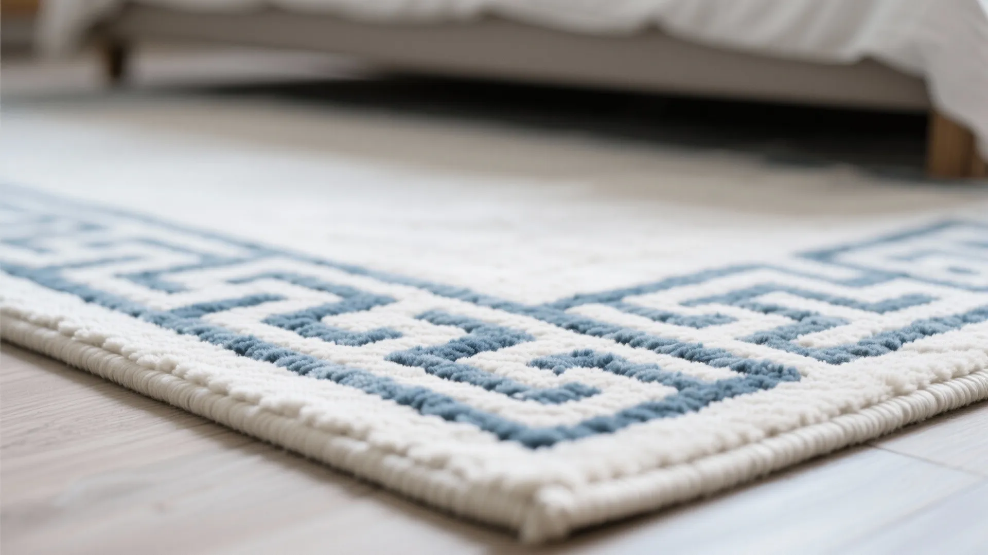 Greek key motif woven into a rug border