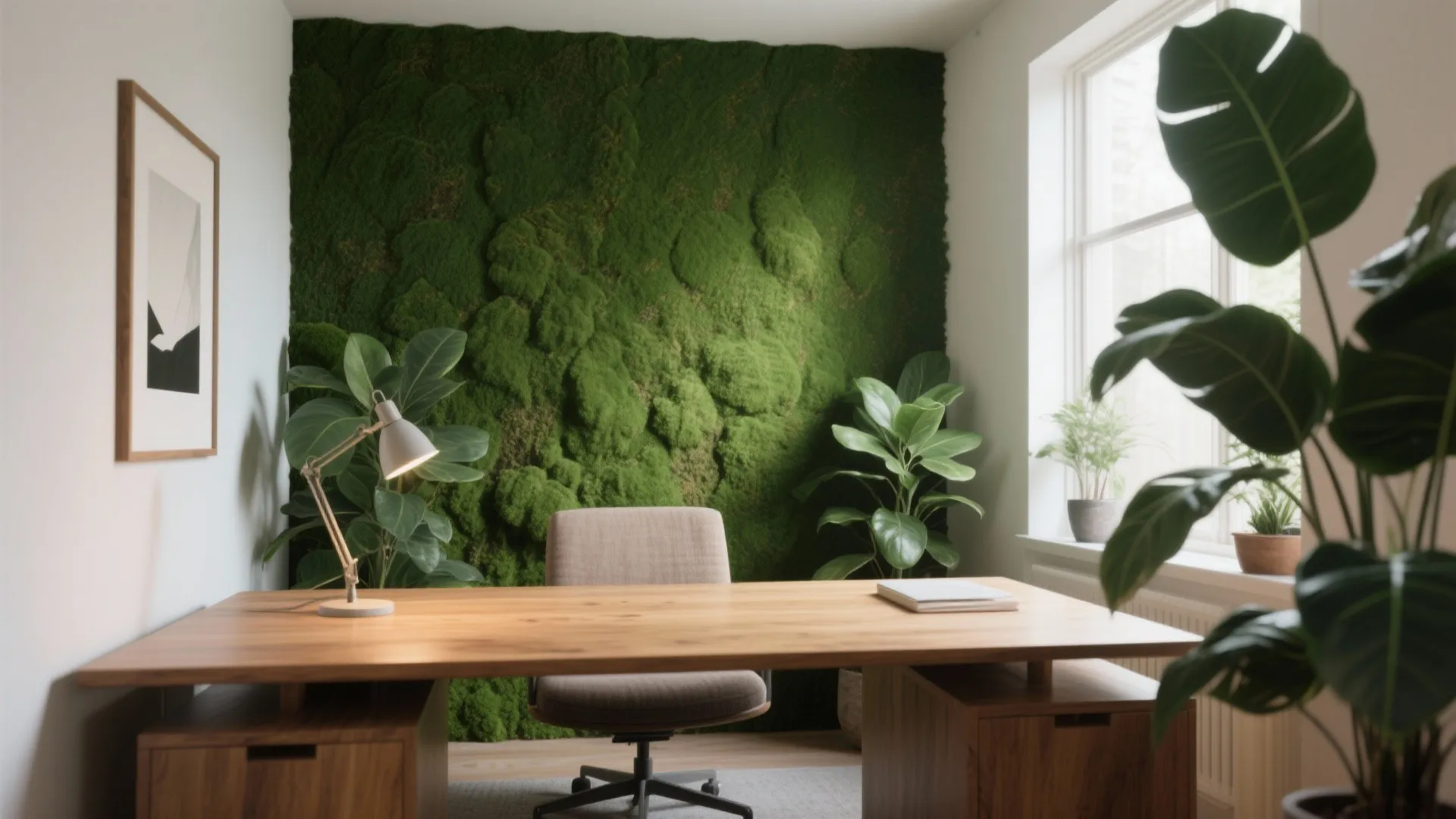 1. Biophilic Green Accent Wall