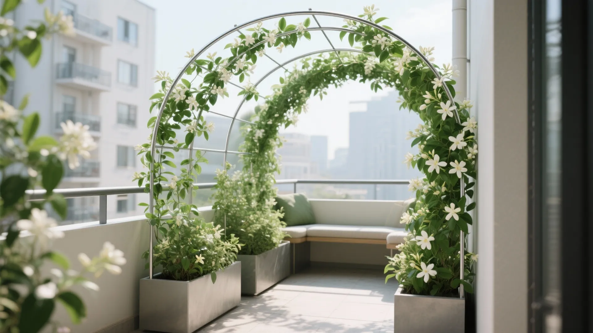 Green Arch: Climbing Vines on a Curved Trellis