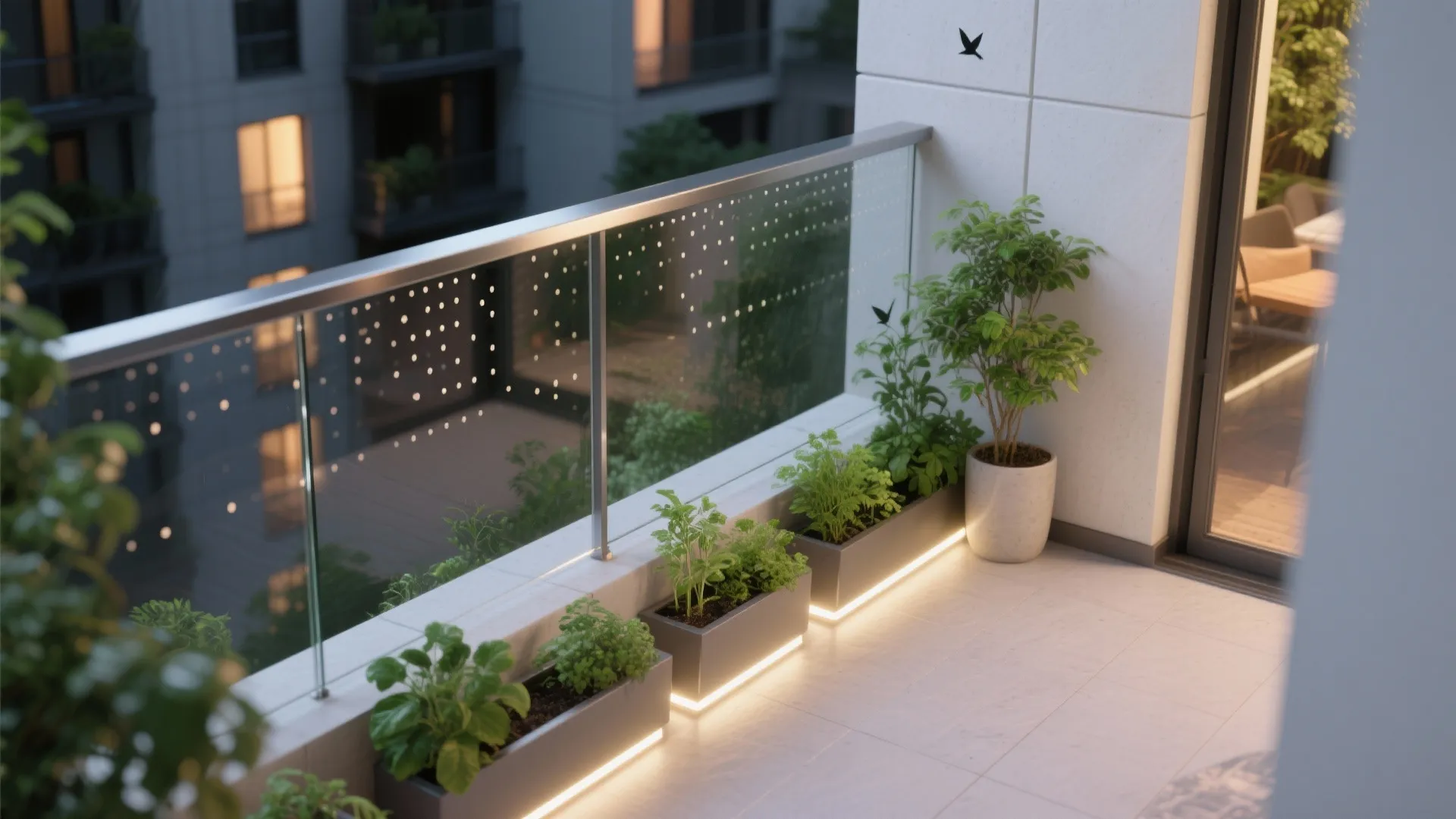 Green-ready glass: planters, lighting, and bird safety