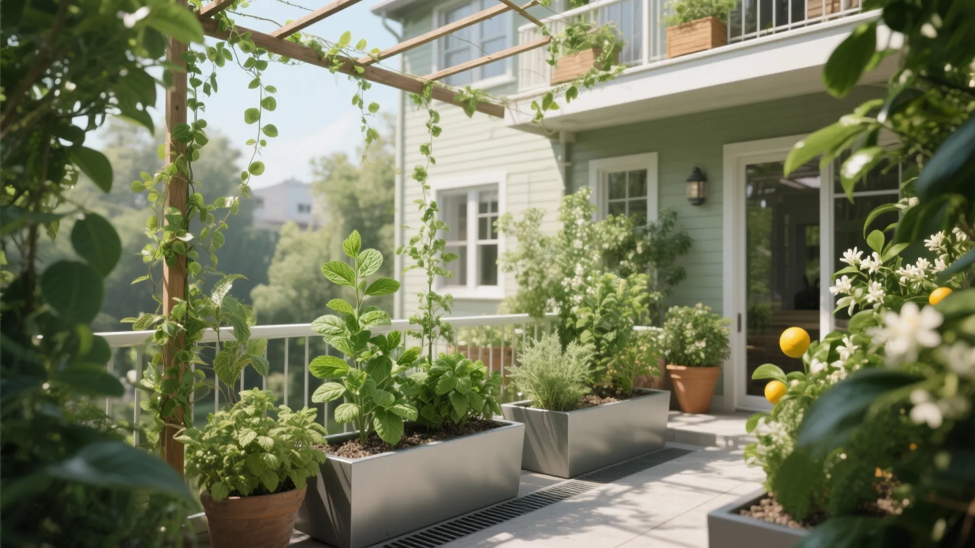 4) Green balcony: herbs, shade, and microclimate