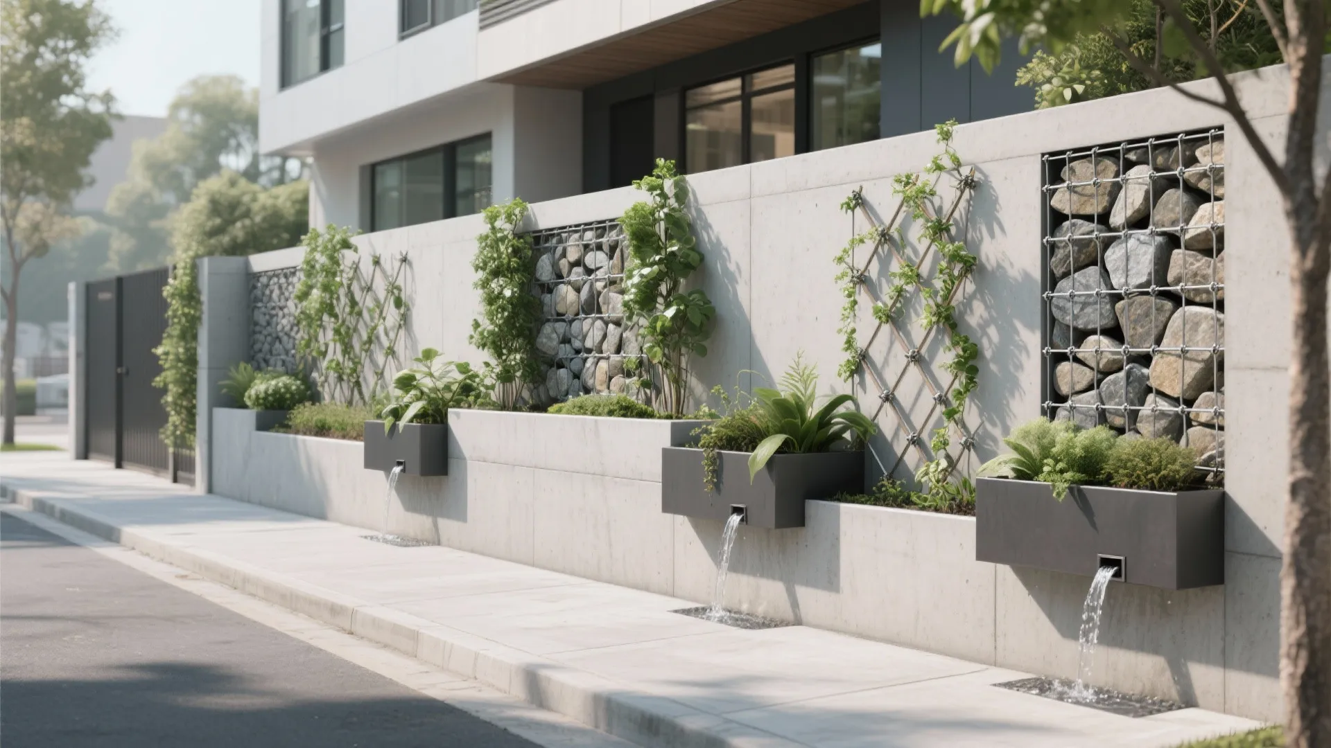 4) Green Boundaries: Planters, Climbers, and Gabions