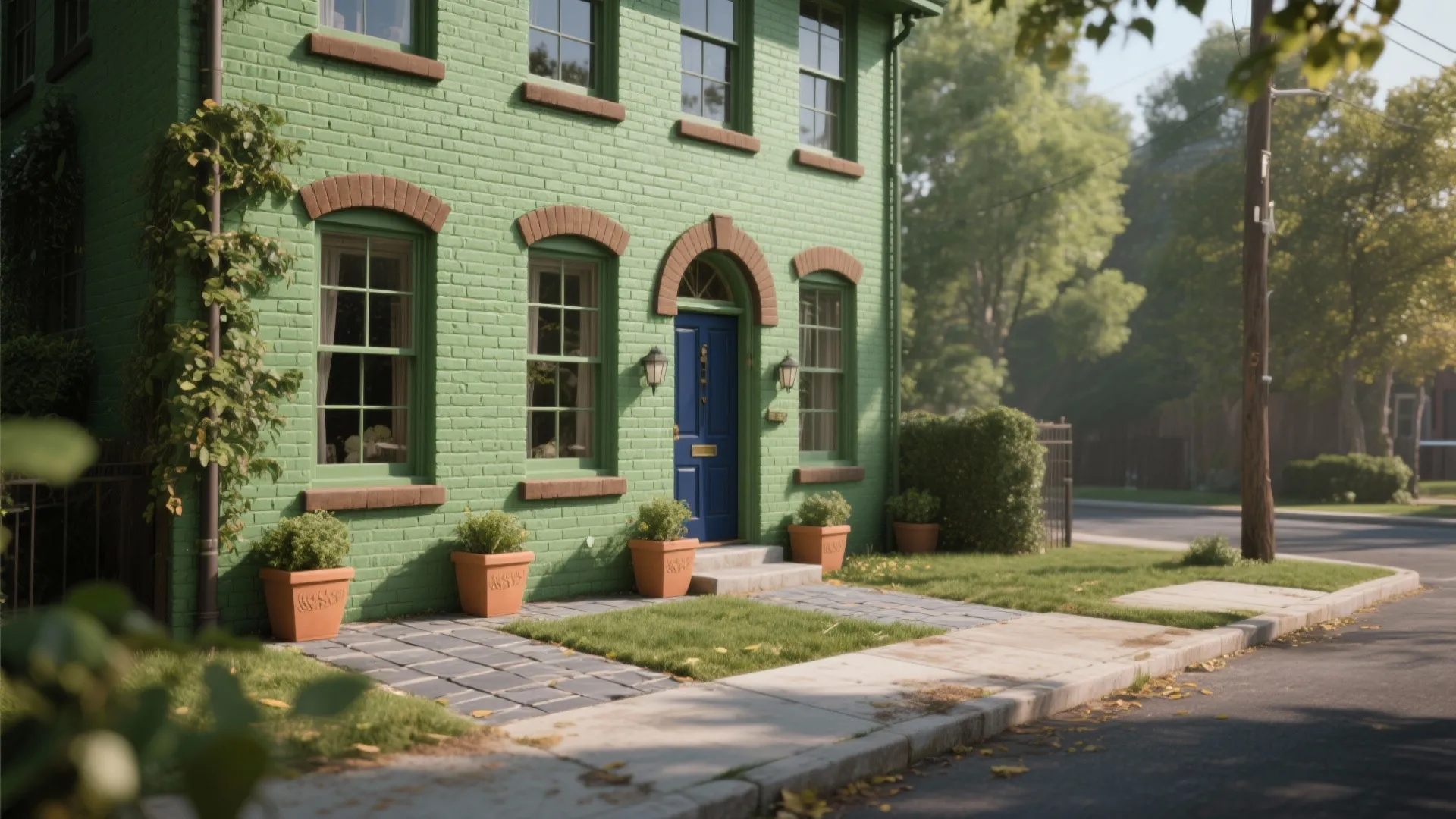 Brick Houses Painted Green — 5 Ideas