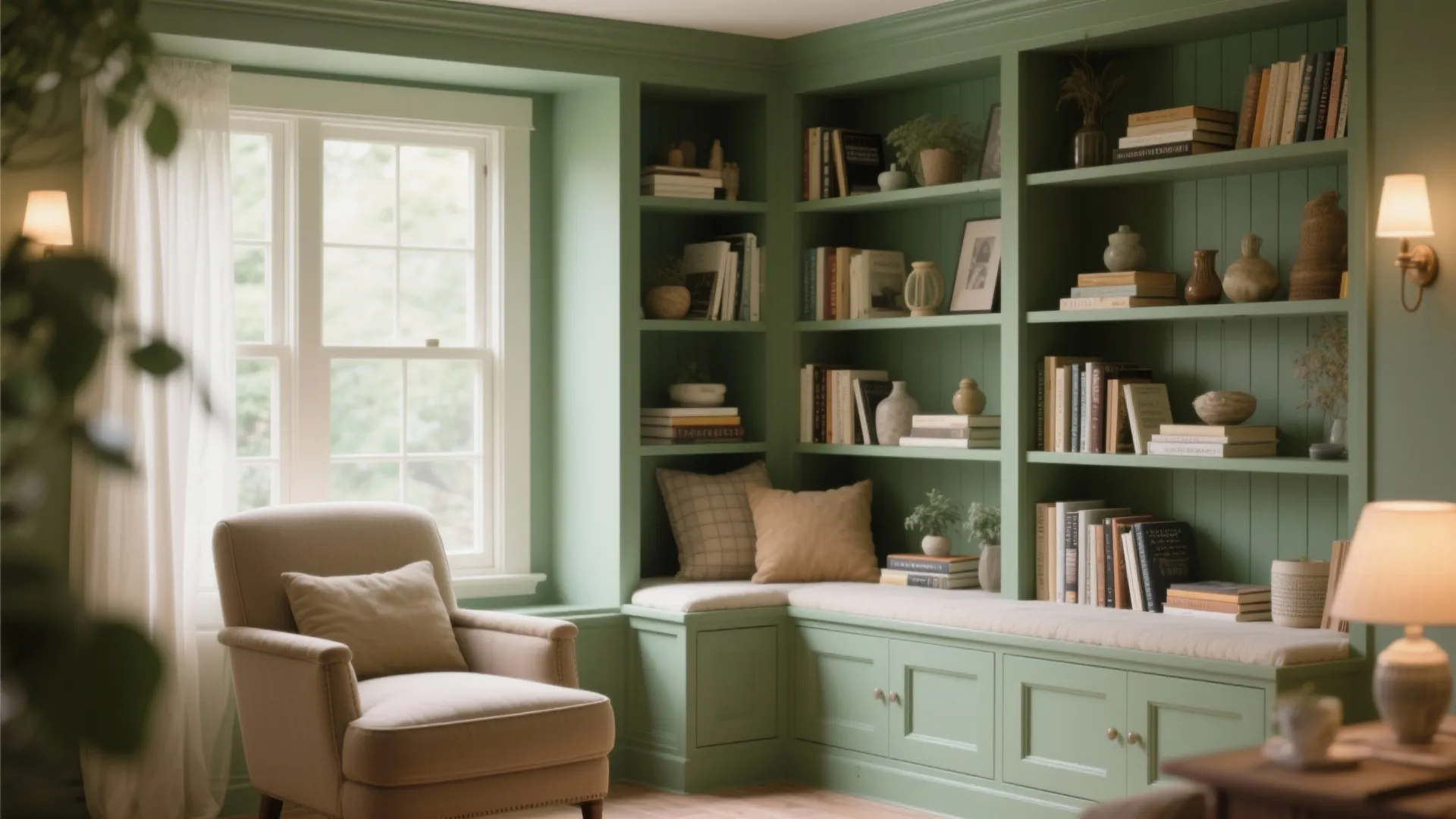 10. Built-In Shelves in Green