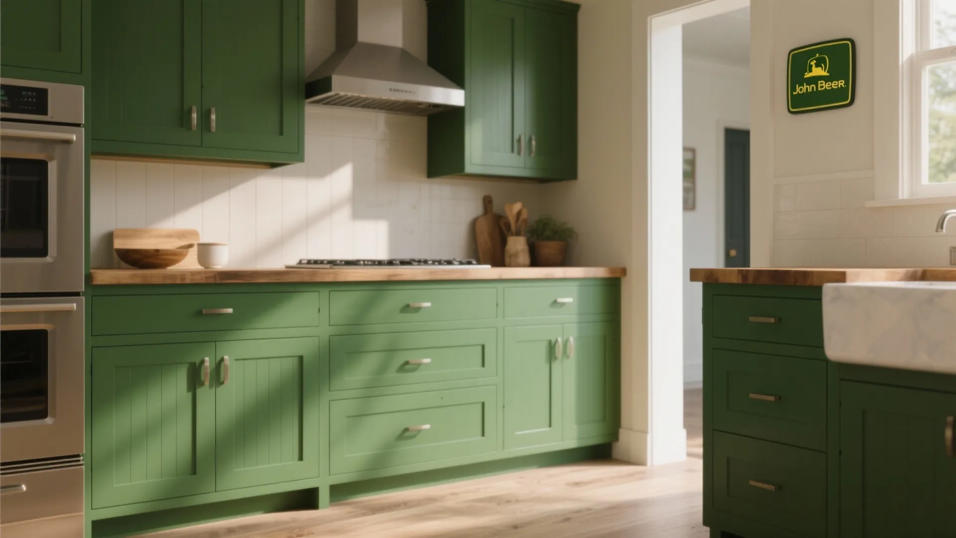 1. Signature Green Cabinets