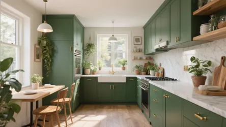 5 Green Kitchen Ideas with White Countertops