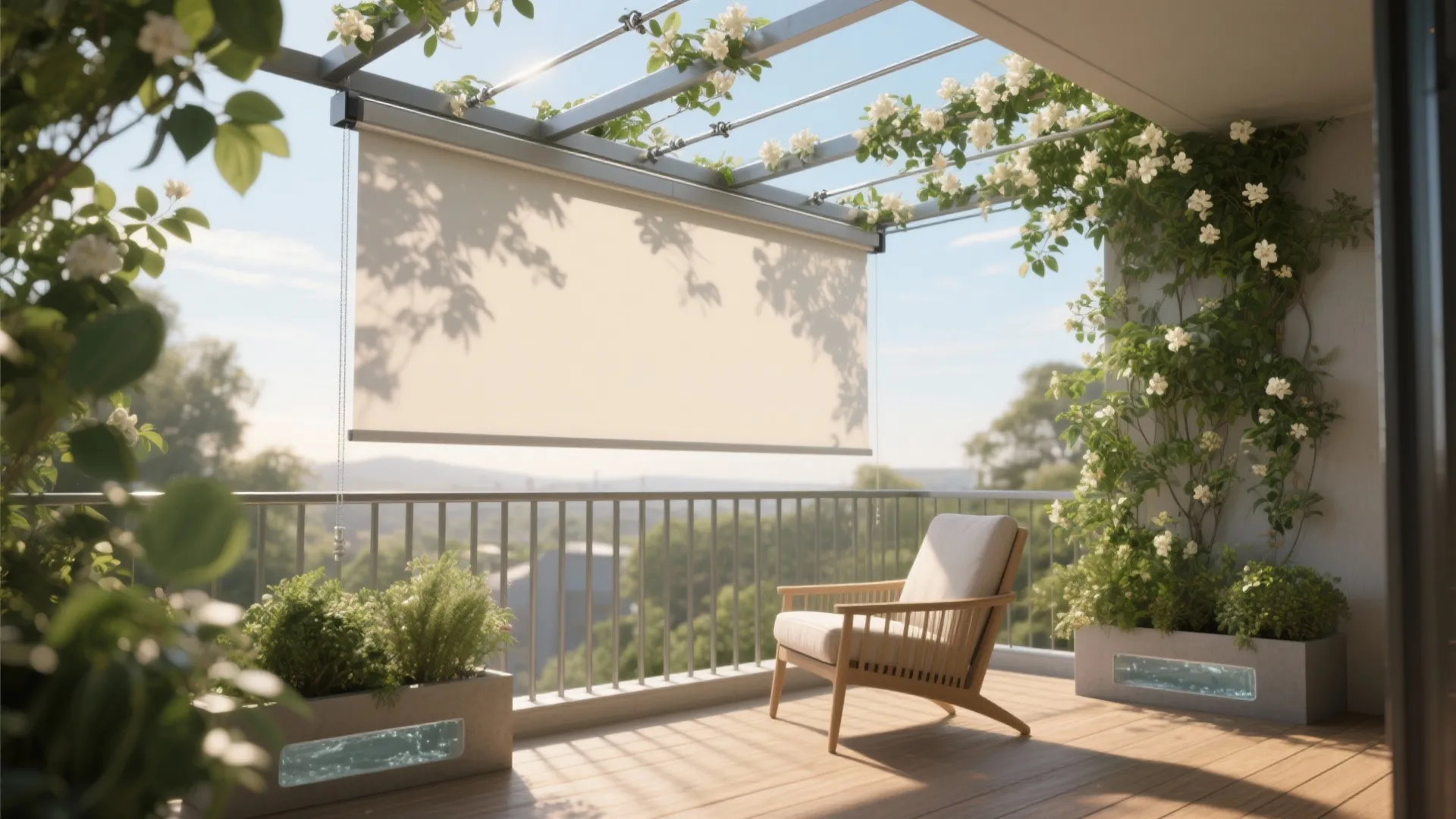 Green Canopy + Vertical Screen (Cool, Private, Alive)