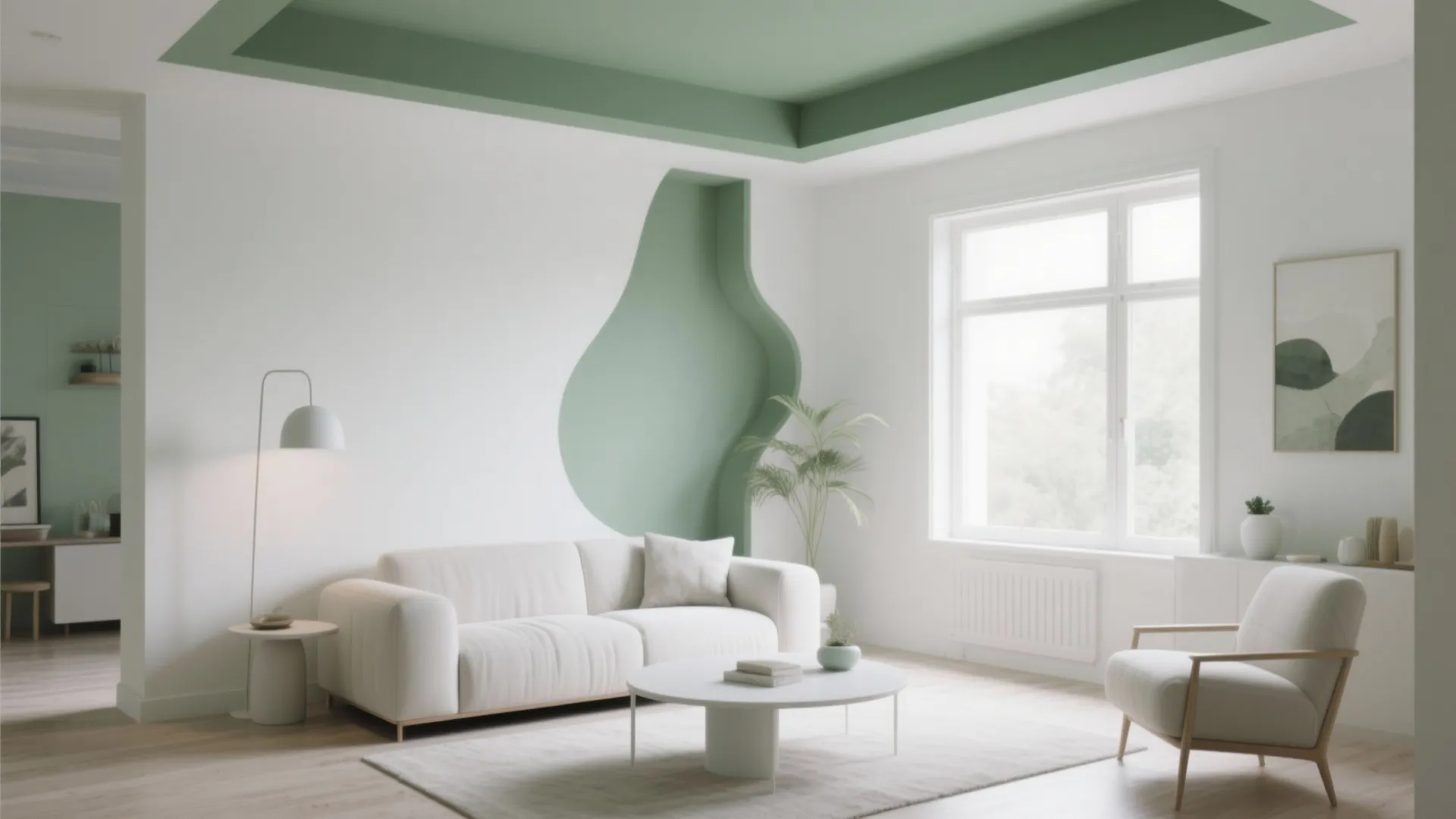 4. White Walls, Green Ceiling