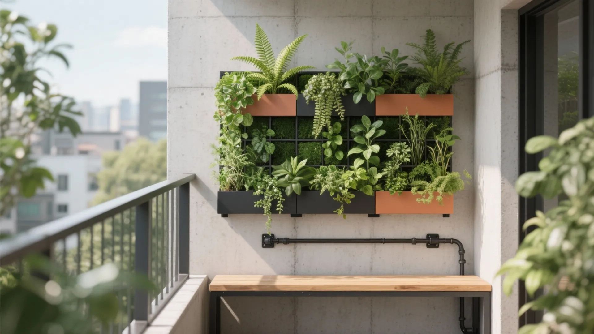 Green Wall on a Cement Backdrop