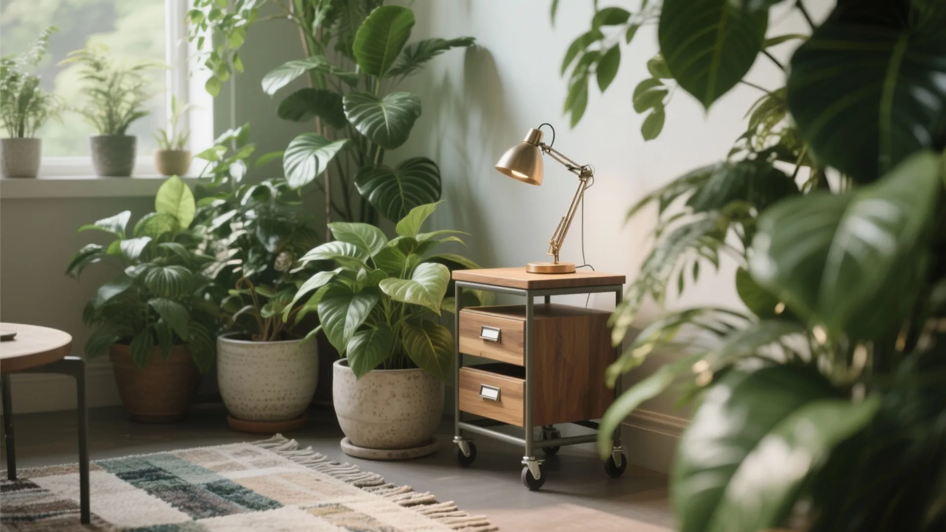 5. Green corner and mobile storage for a calming setup