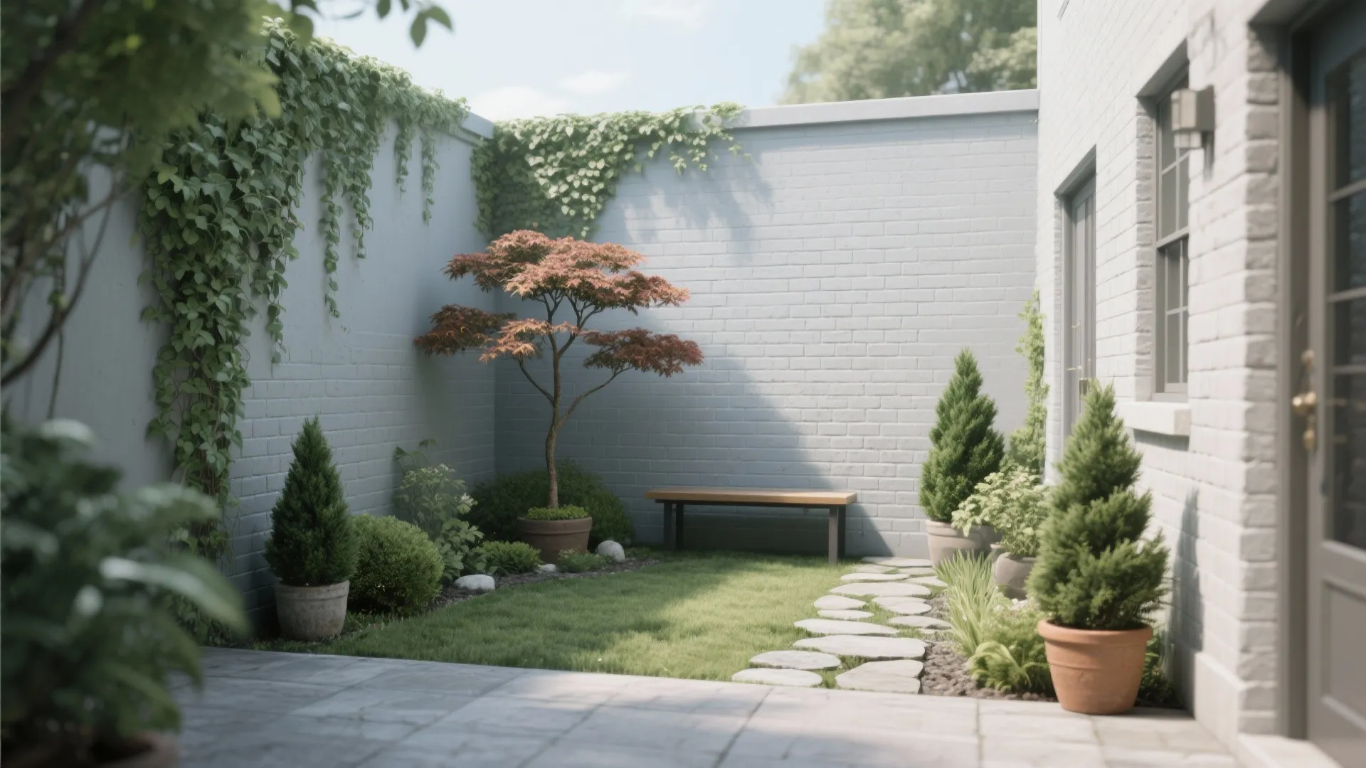 3. Green courtyard accent