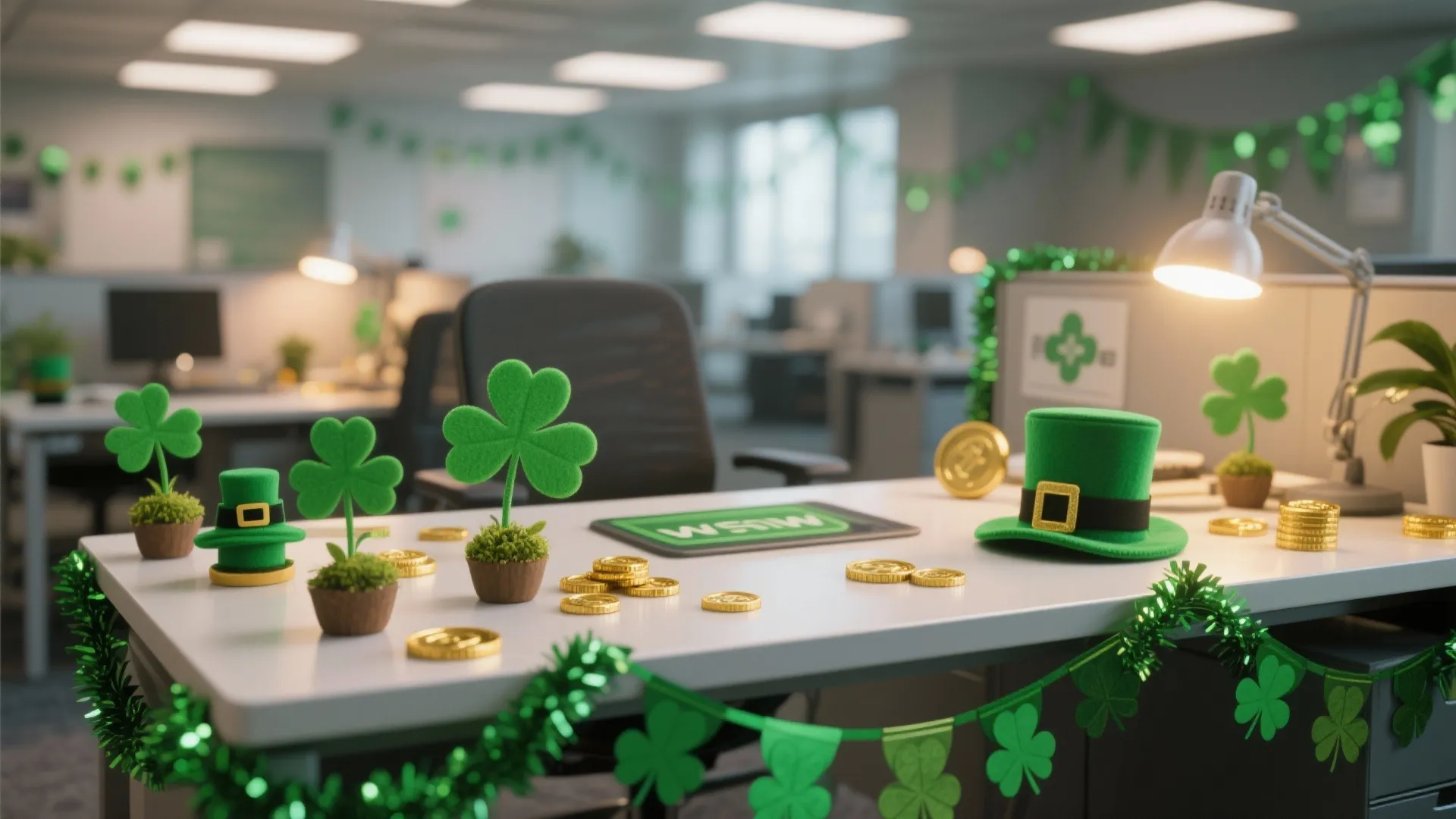 1. Green-Themed Desk Decorating Contest