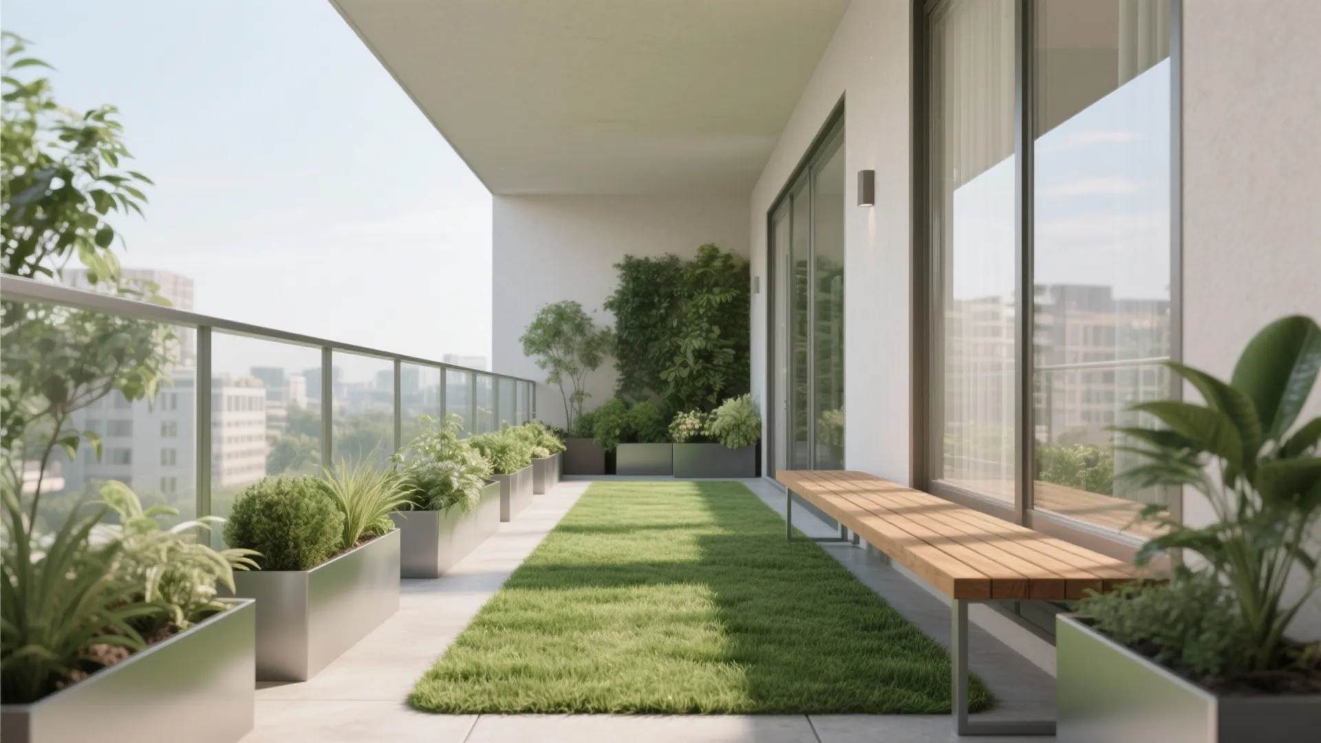 Green Frame: Planter Borders with a Central Grass Zone