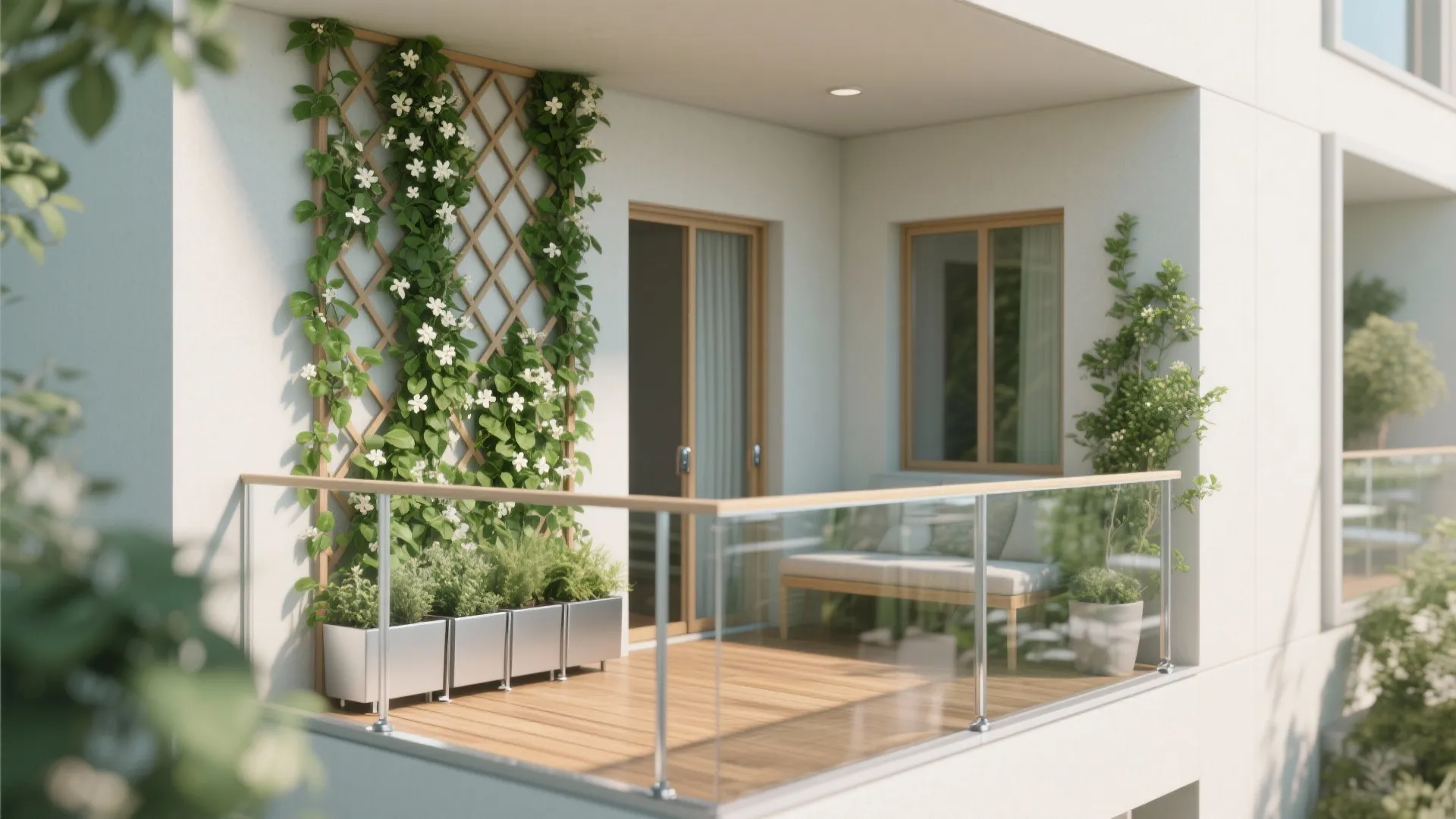 Green Walls and Glazed Balustrades for Openness