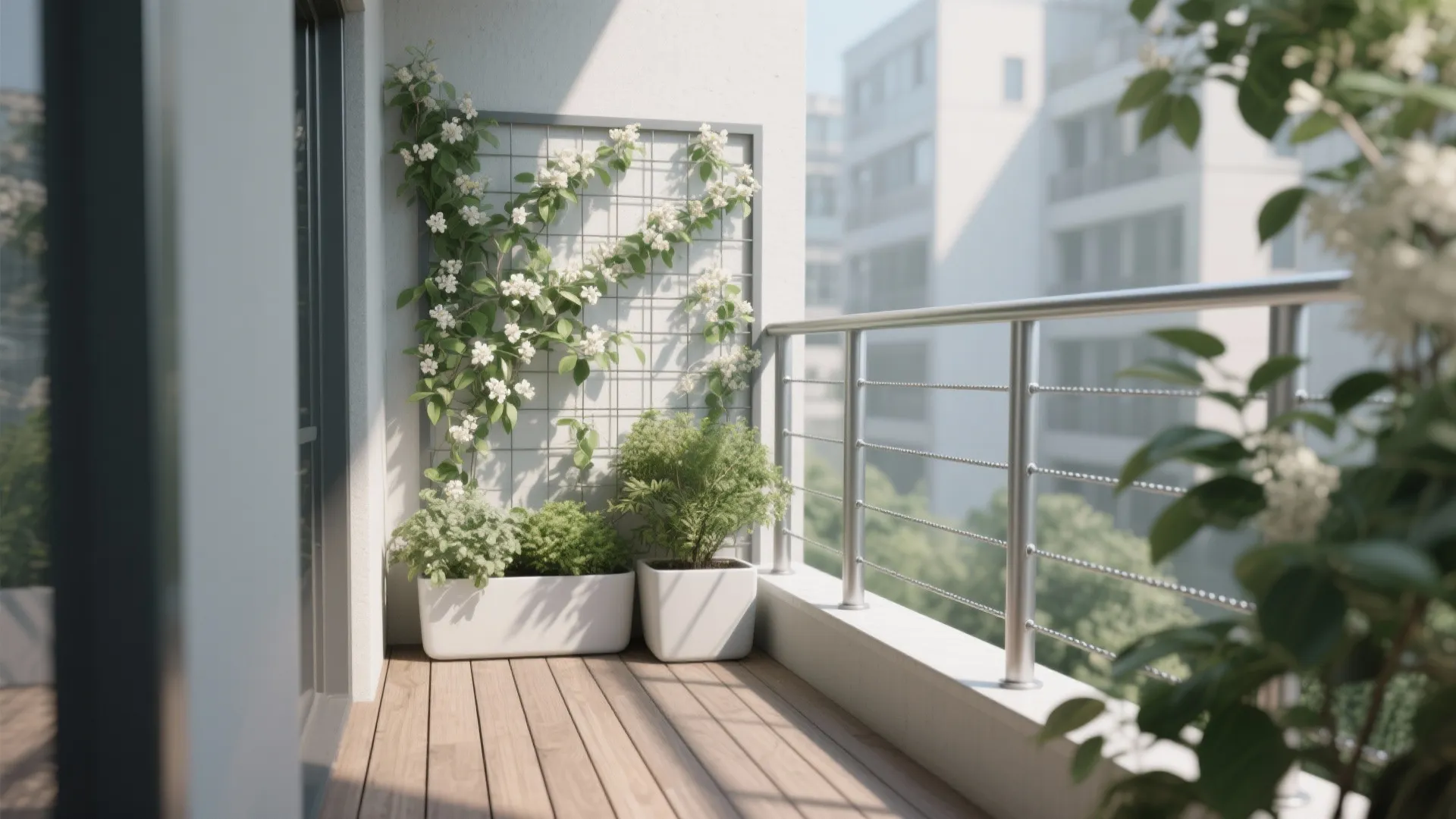 Green-Integrated Grills (Planters + Trellis)