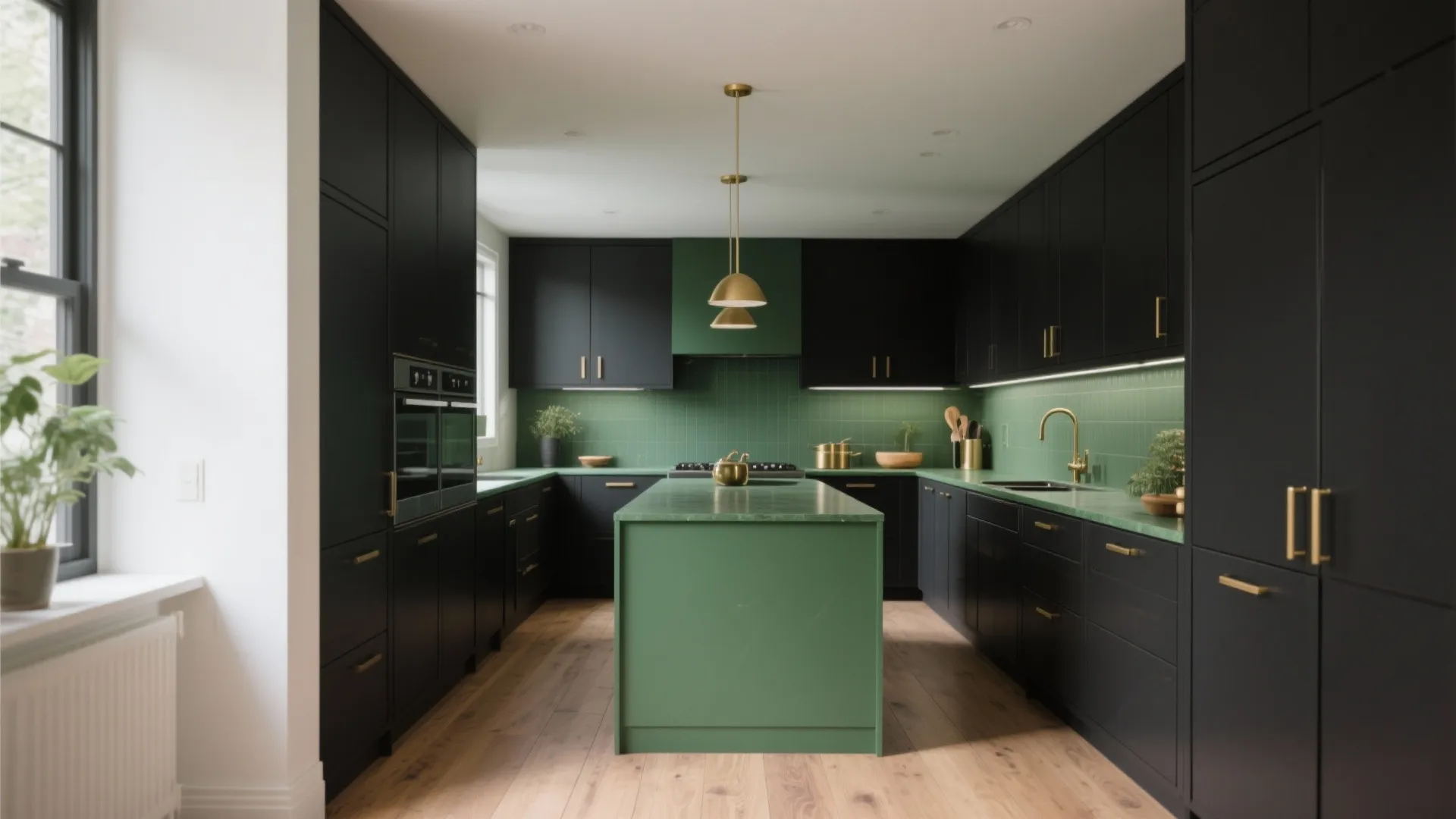 2. Green island as the focal point, black perimeter