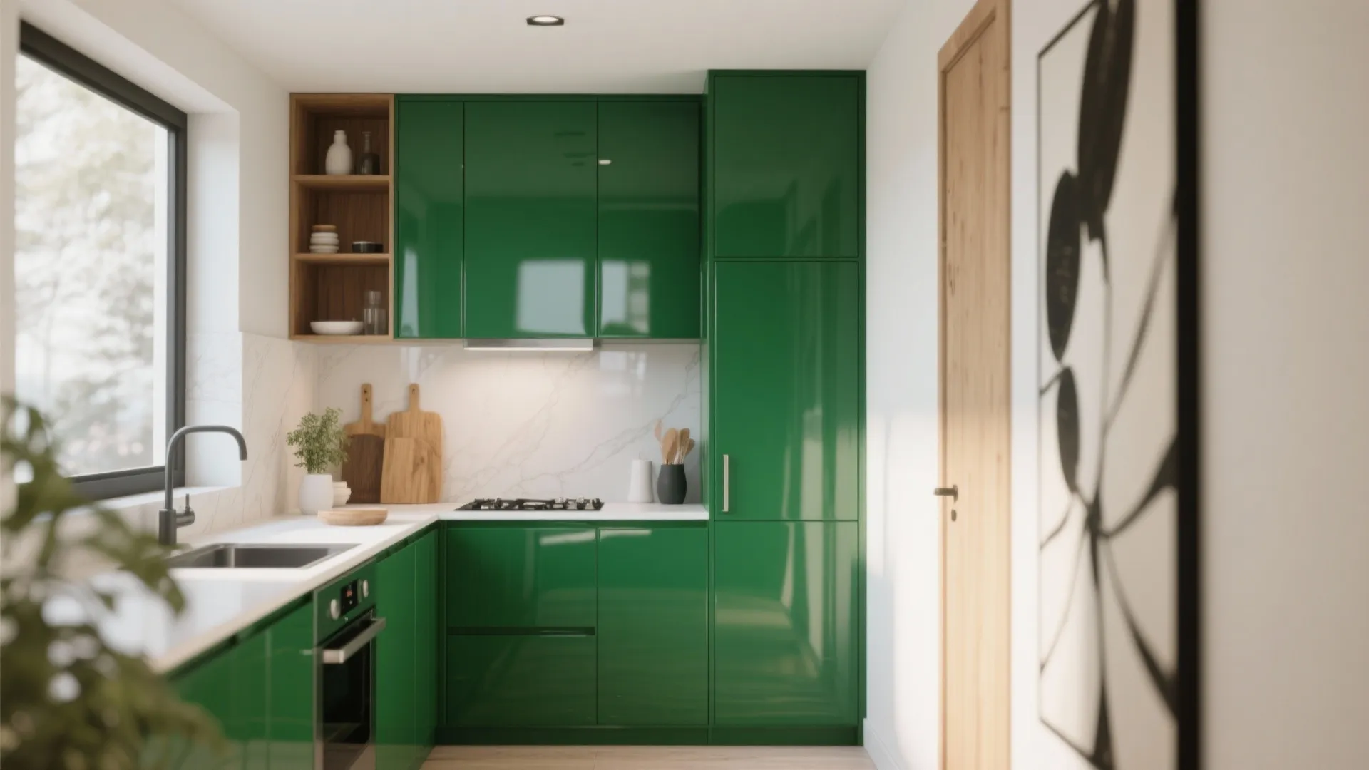 4. Bold Color-Lacquered Doors
