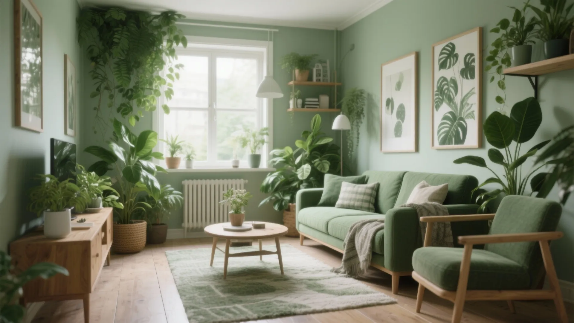 10 Green Colour Living Room Ideas