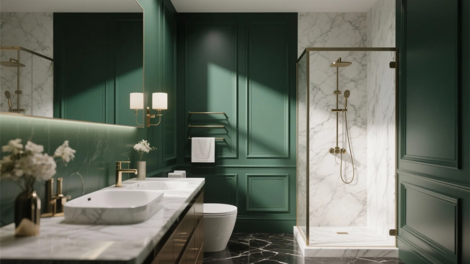 6. Mix Dark Green With Light Marble