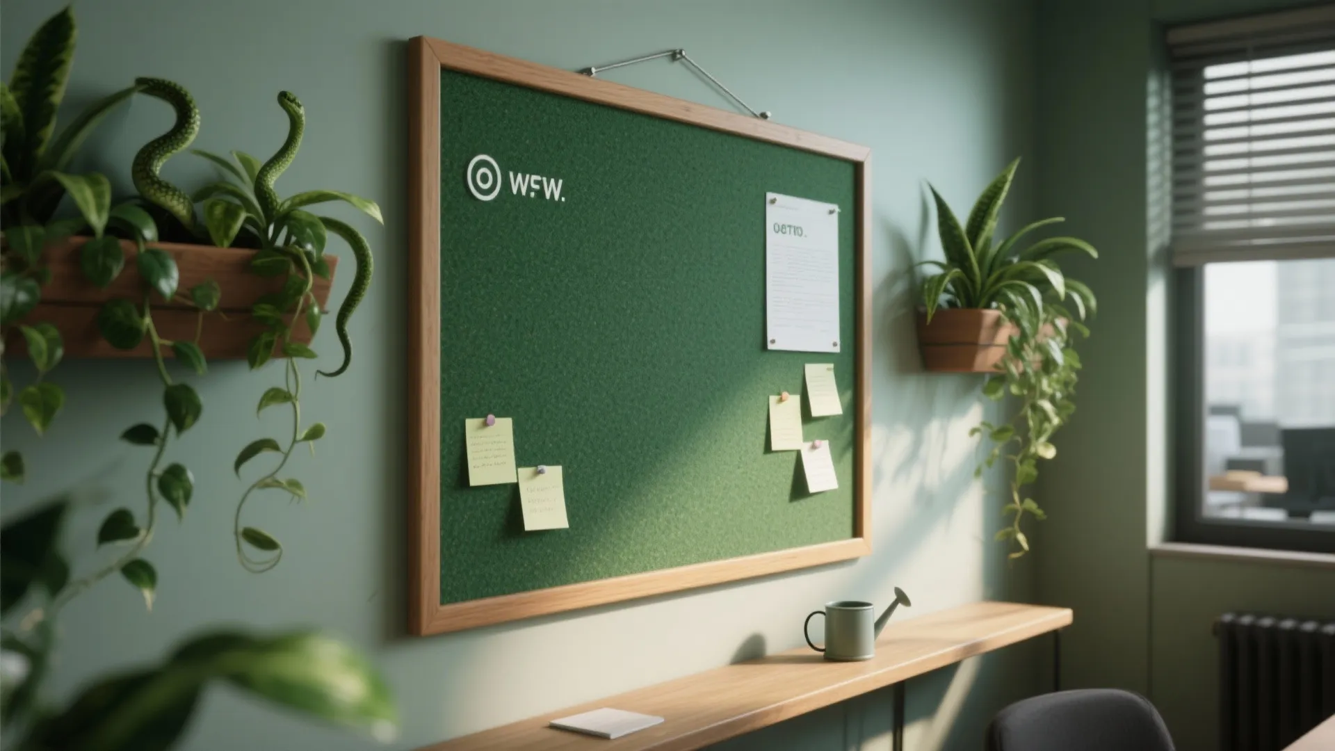 Green Noticeboard: Plants + Pins