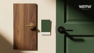 Modern Door Handle Design with Wood and Green Accent
