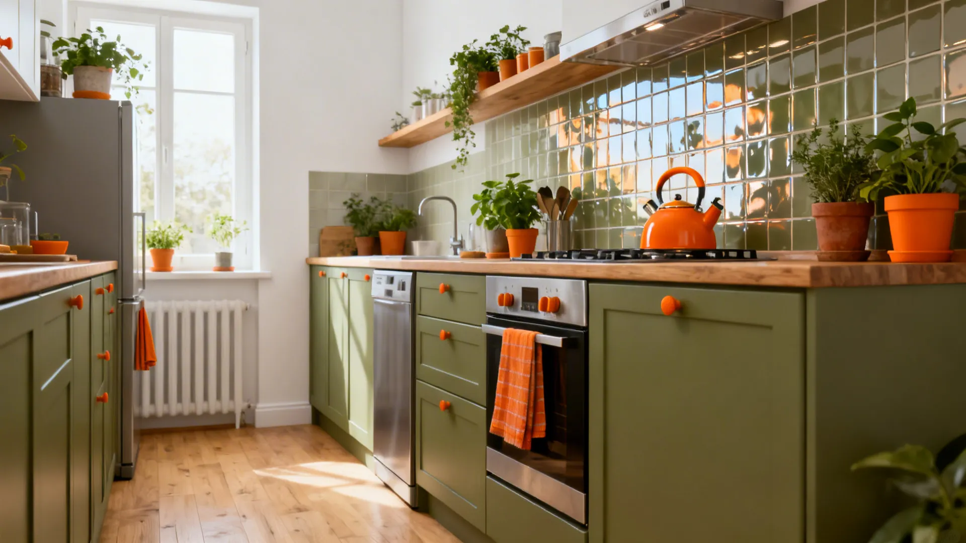 5 Green and Orange Kitchen Design Ideas