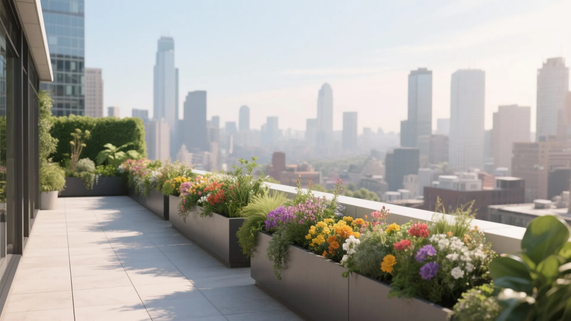 Green Parapet with Planters