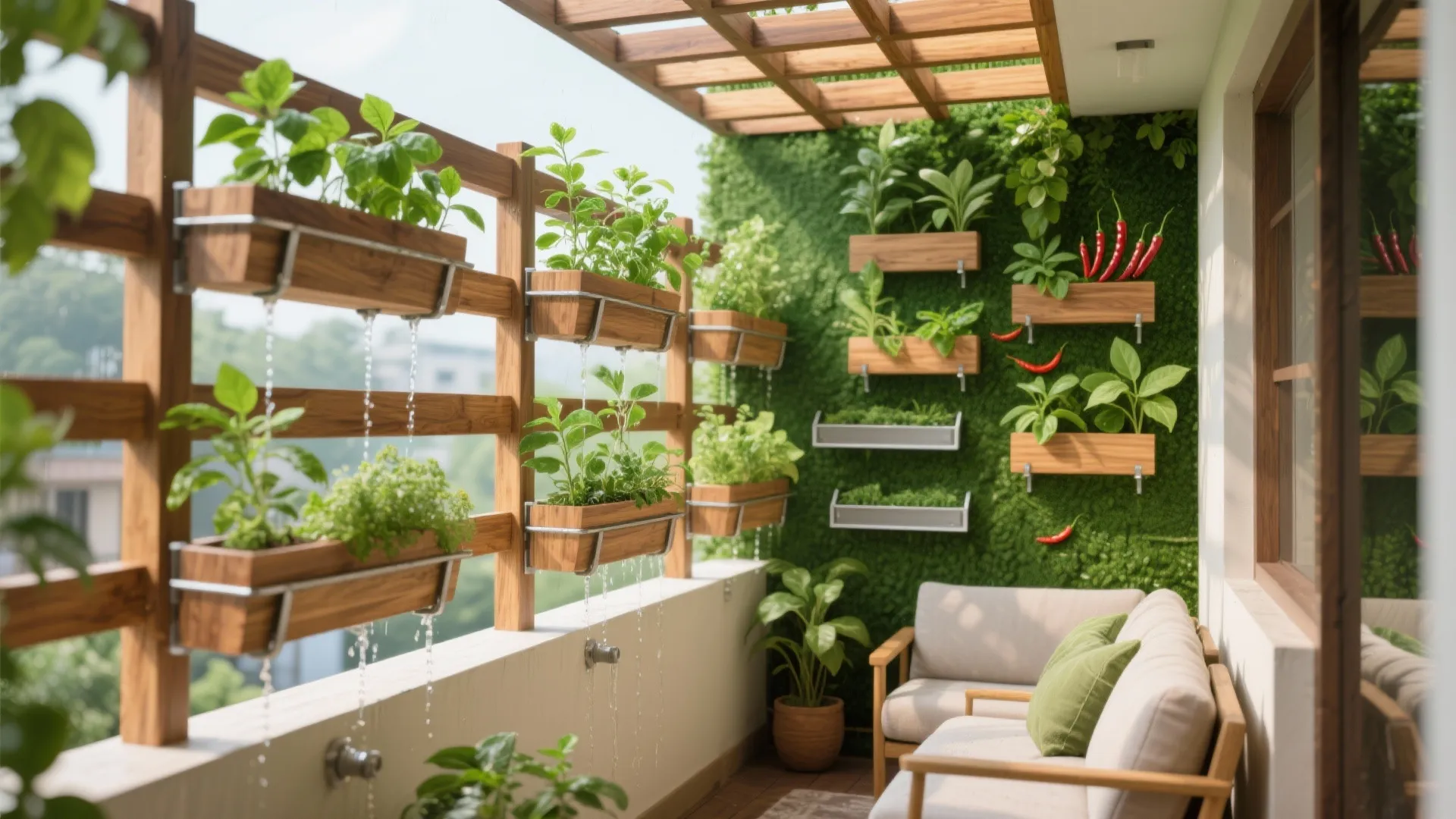 Green Wall Pergola with Edible Planters