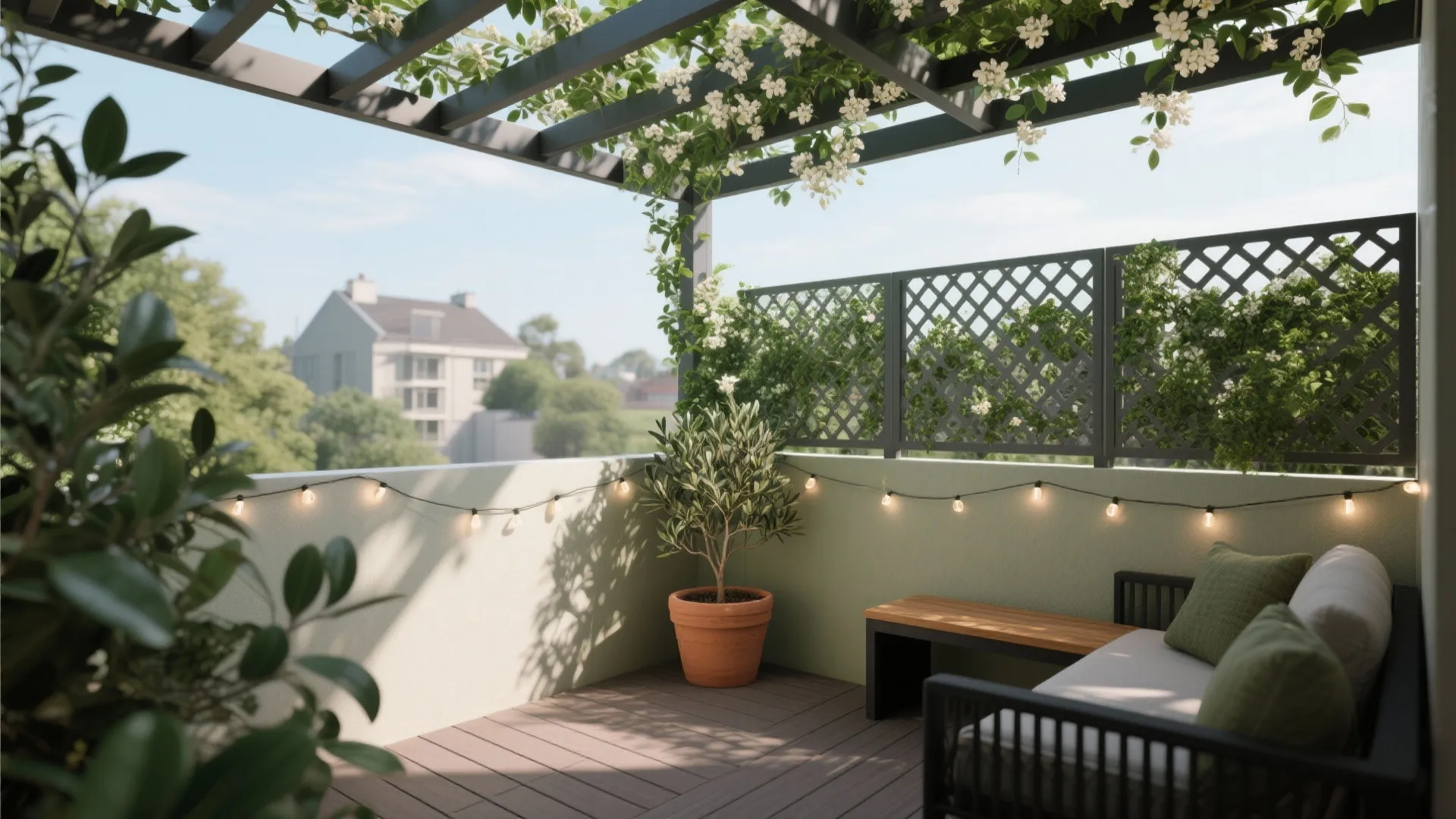 Green Layers and Privacy Screens Under a Roof