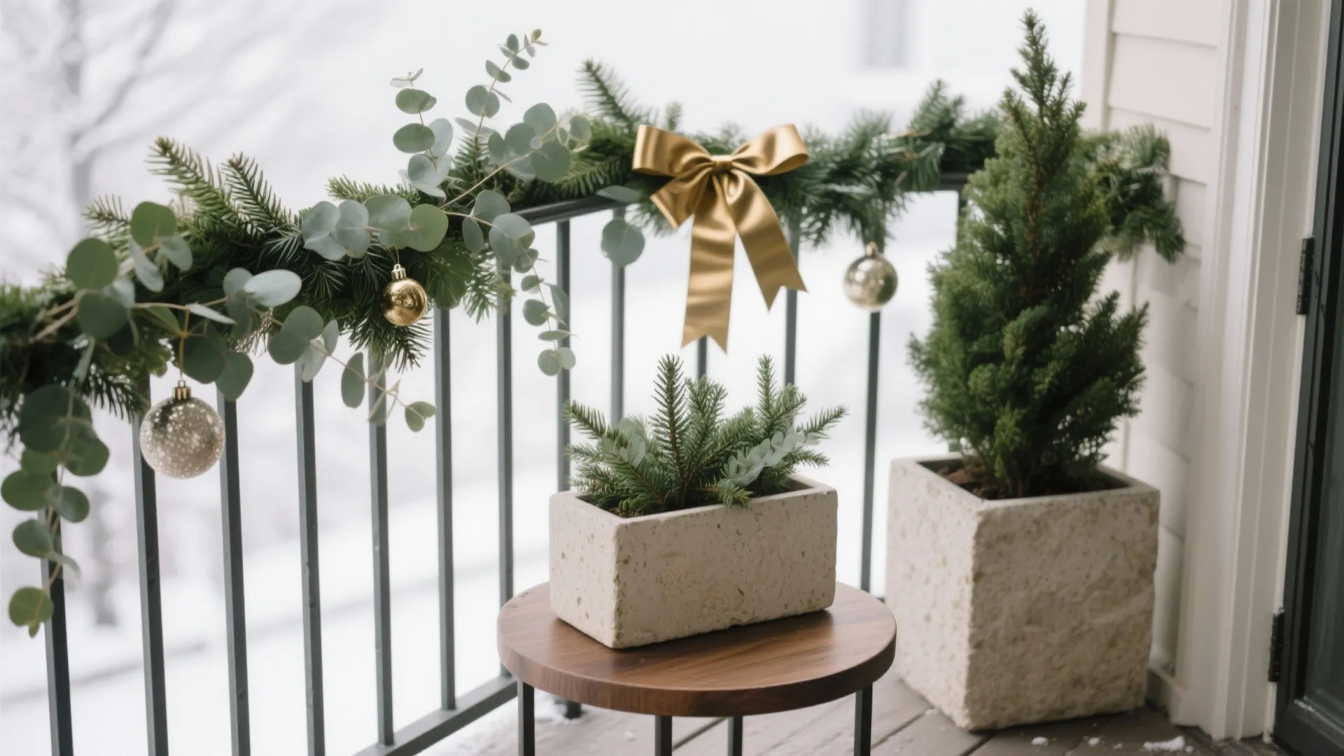 Evergreen Garlands and a Mini Tree That Fits