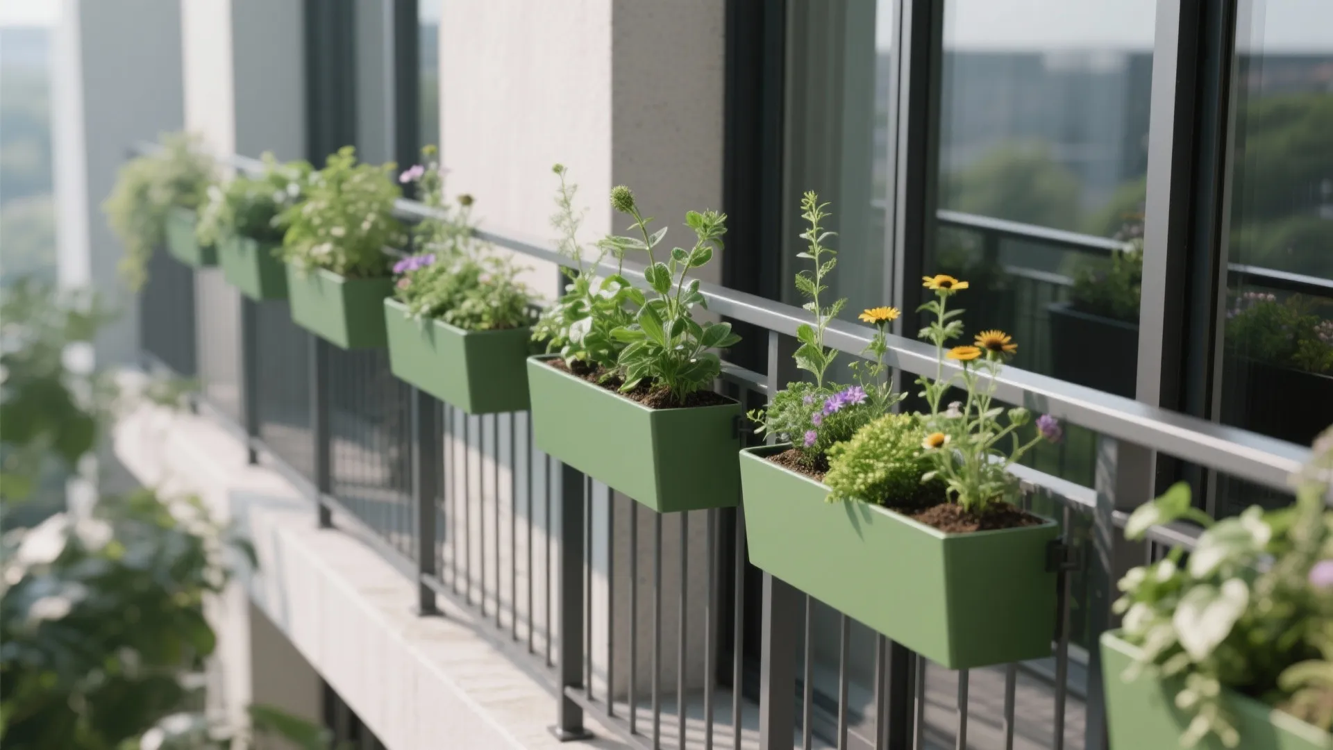 Green Balcony Rails With Planter Modules