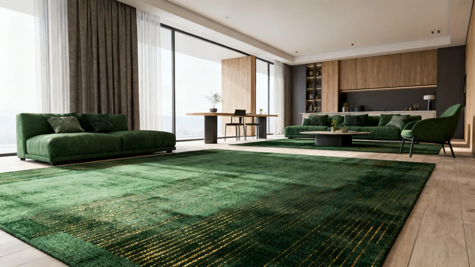 5. Green Rugs with Subtle Gold Threads