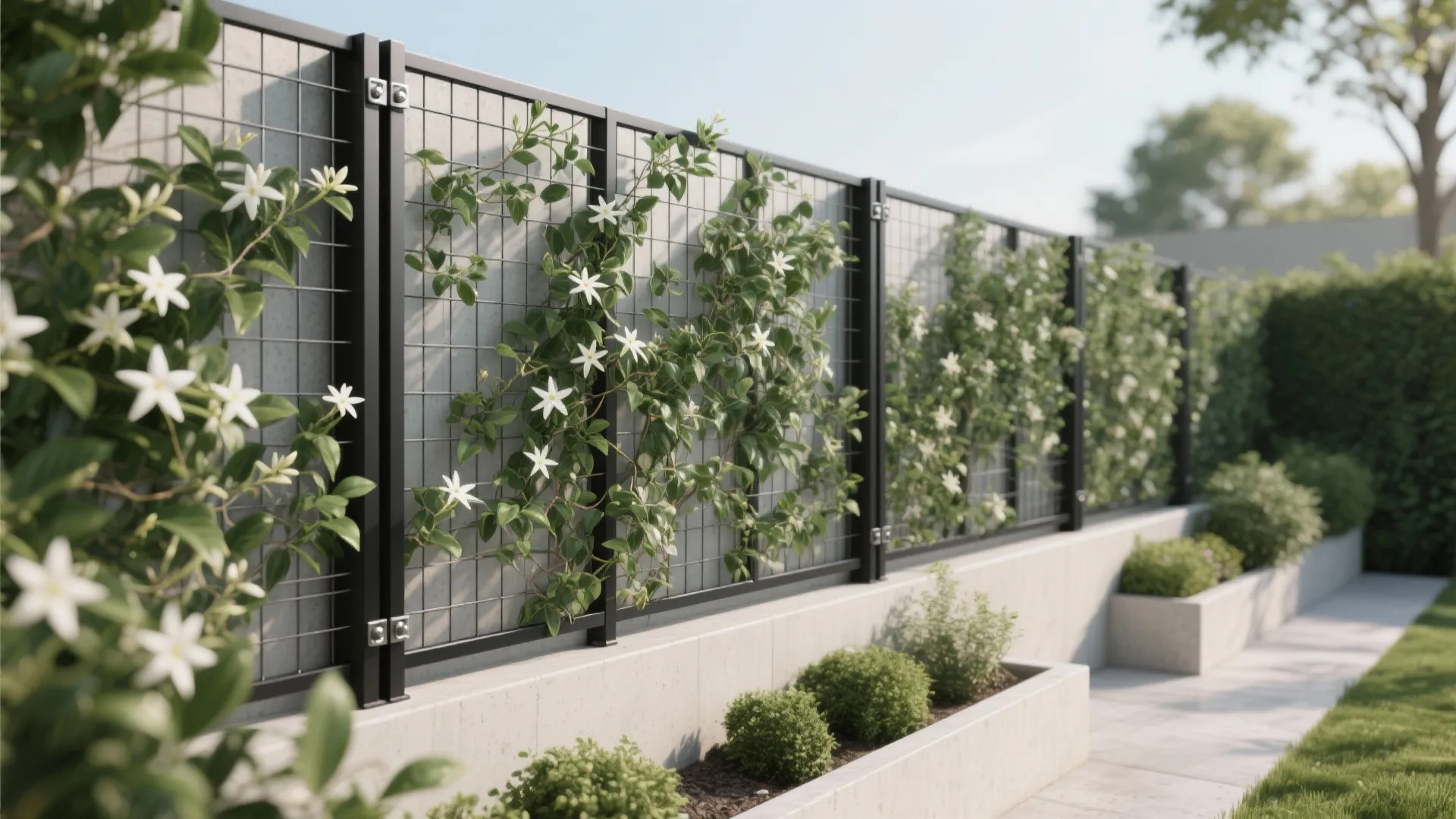 Green screen trellis for a soft privacy layer