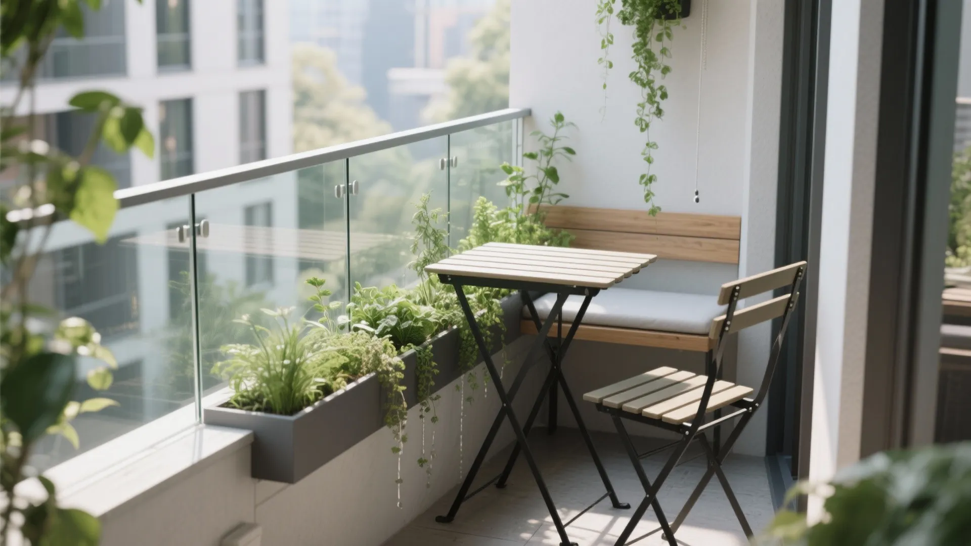 Greenery-Integrated Railings and Compact Seating
