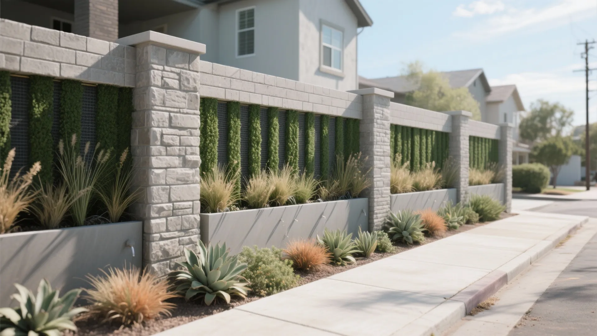 Vertical Green Wall Segments to Soften the Boundary