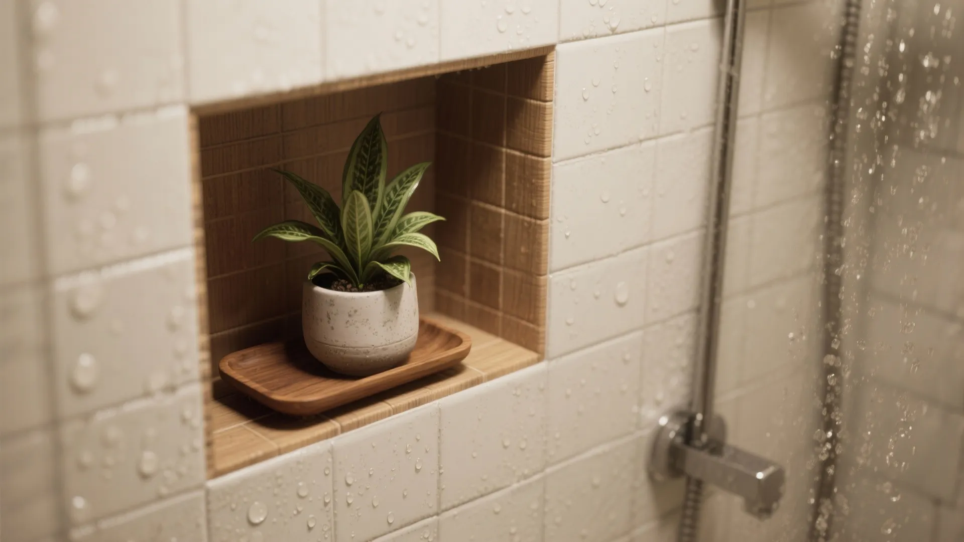 5. A Tiny Green Corner or Shower Niche