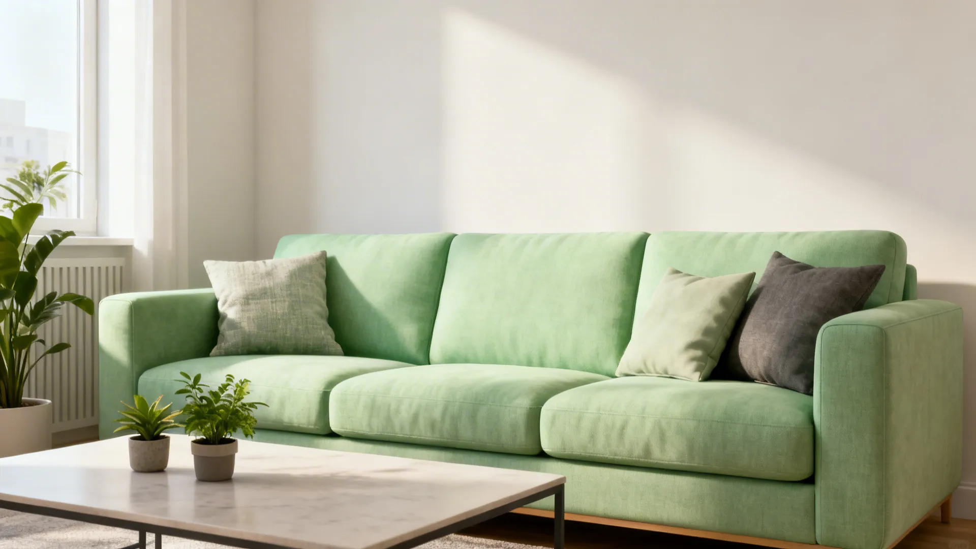 4. Green Sofa Against Light Walls