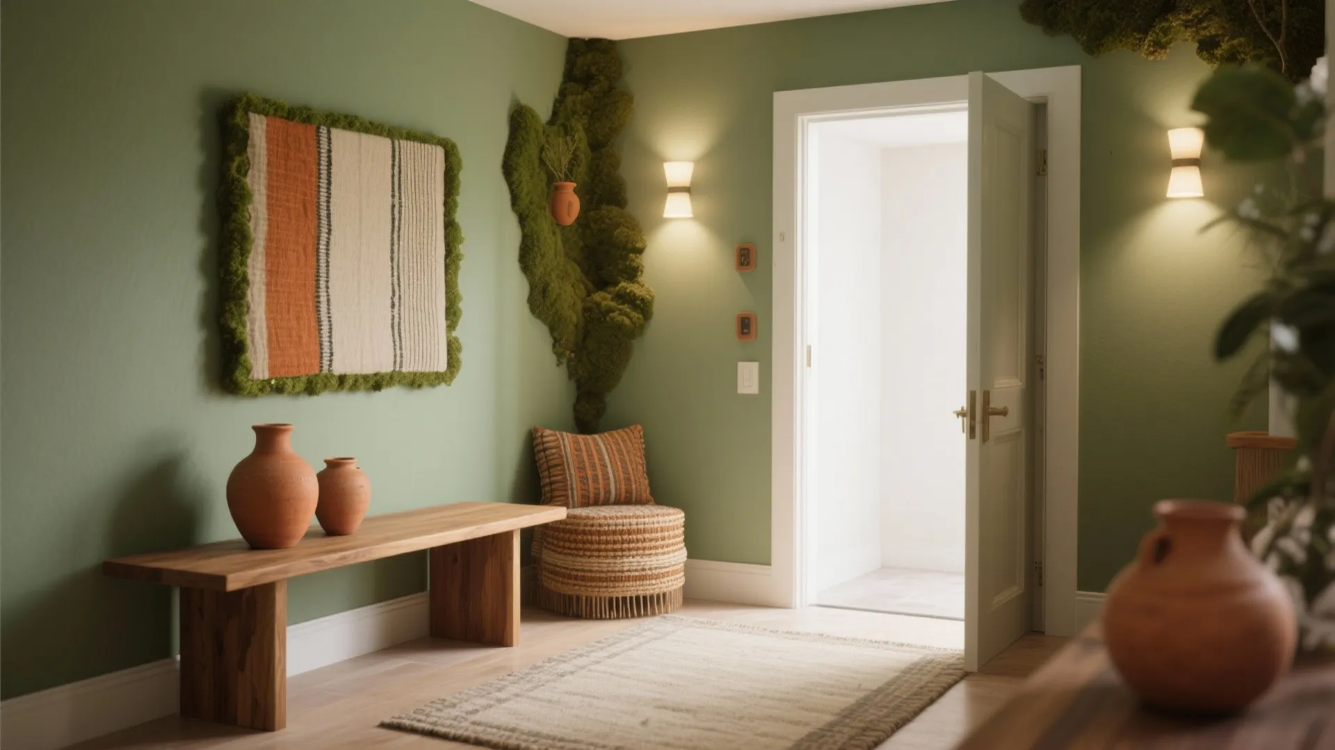 Idea 5: Earthy Green + Terracotta Accents