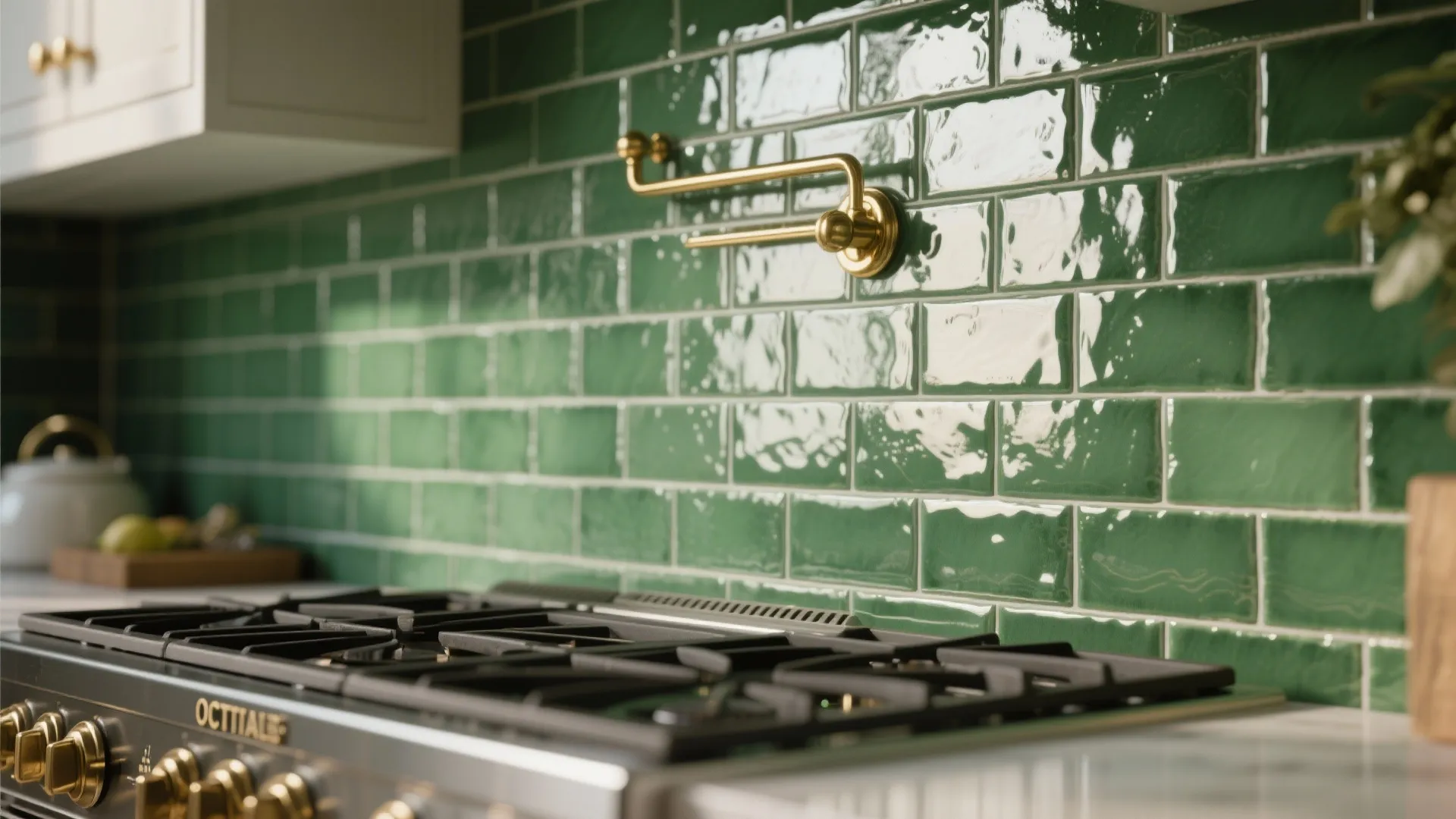 3. Add a Statement Green Tile Backsplash